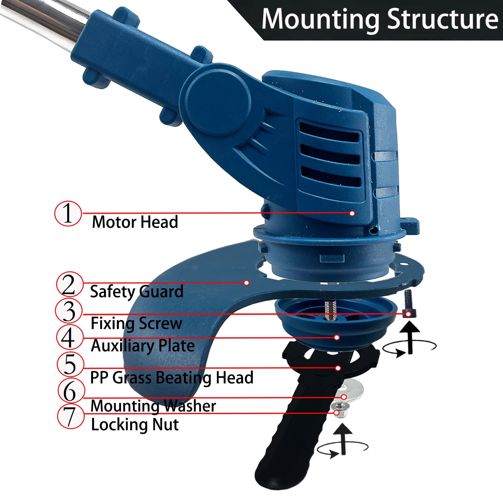 Susuzi 21V Cordless String Trimmer, Extendable Weed Wacker with 3-in-1 Cutting Blades (Blue, 1 Unit) dykw0