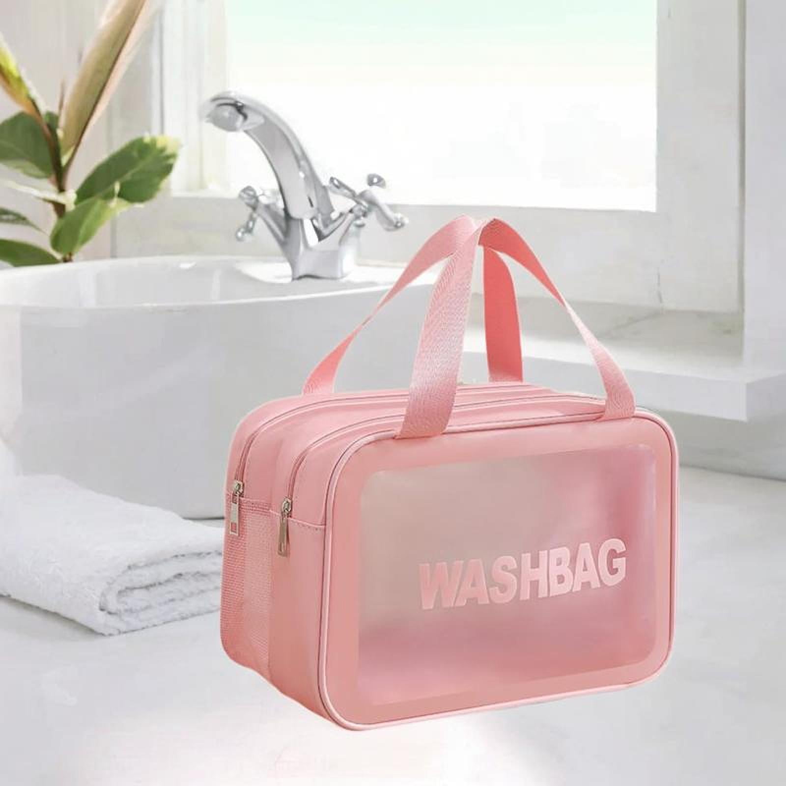 Dolity Travel Toiletry Bag Cosmetic Organizer with Handle (Pink, 10.2 in x 5.9 in x 6.3 in) 6vbl2