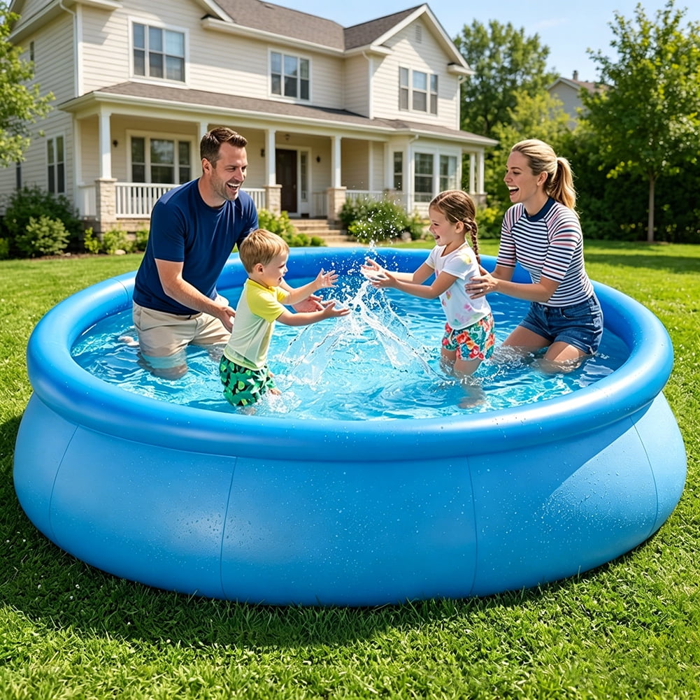 Kimicare Inflatable Above Ground Pool for Family, Heavy-Duty Outdoor Swimming Pool (8 ft x 30 in) dhakw