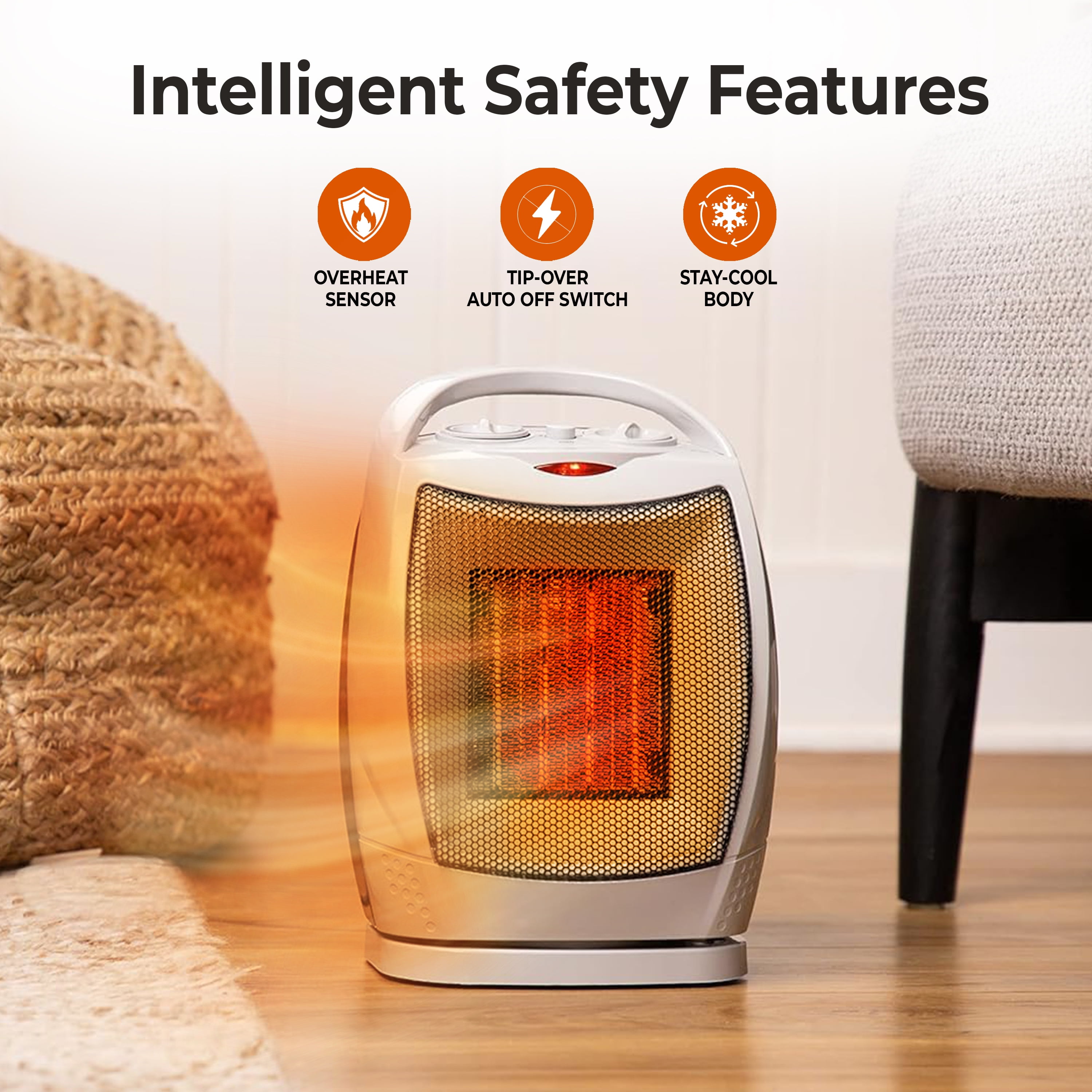 Comfort Zone Oscillating Desktop Space Heater (Silver, 150 sq ft) 0z9qn