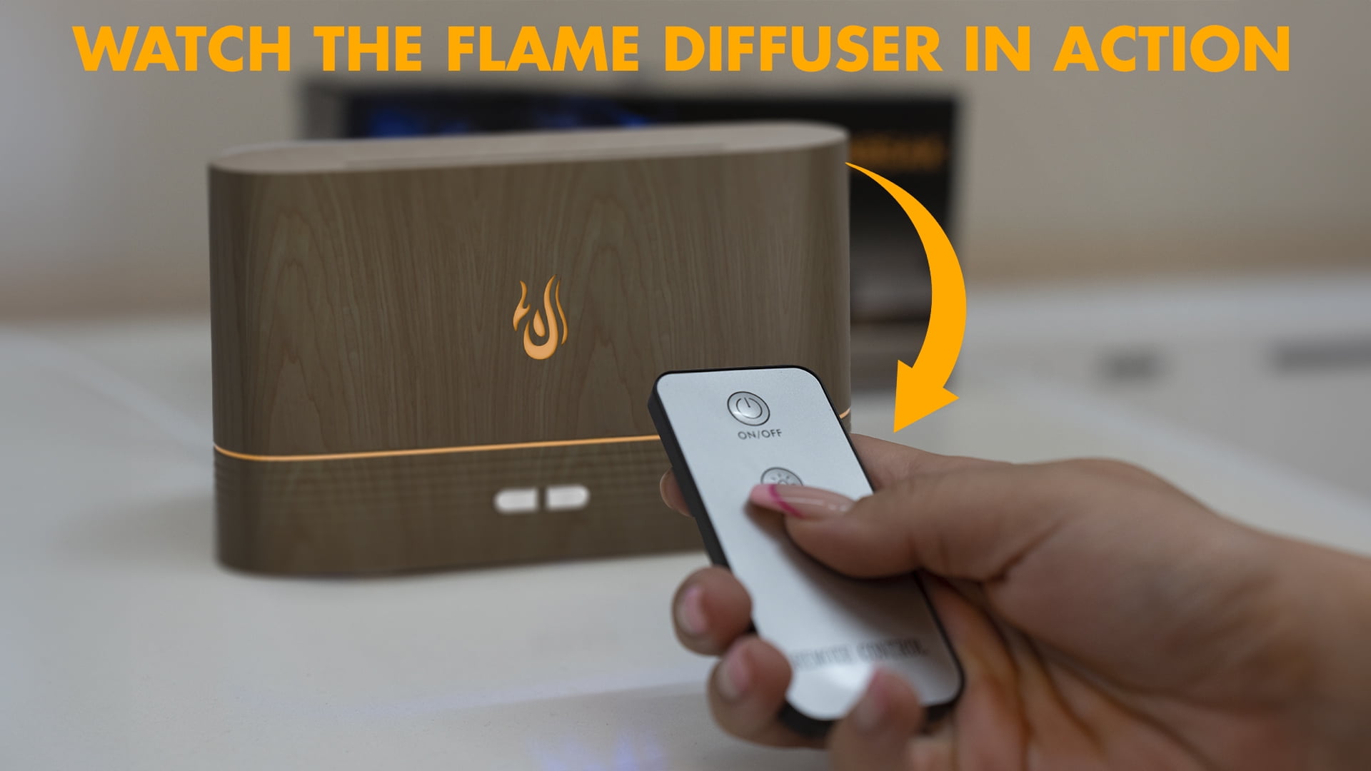 NABSAK Flame Diffuser Humidifier with 7-Color LED Lights and Remote Control (Dark Wood, 6.76 fl oz) 4tyfy
