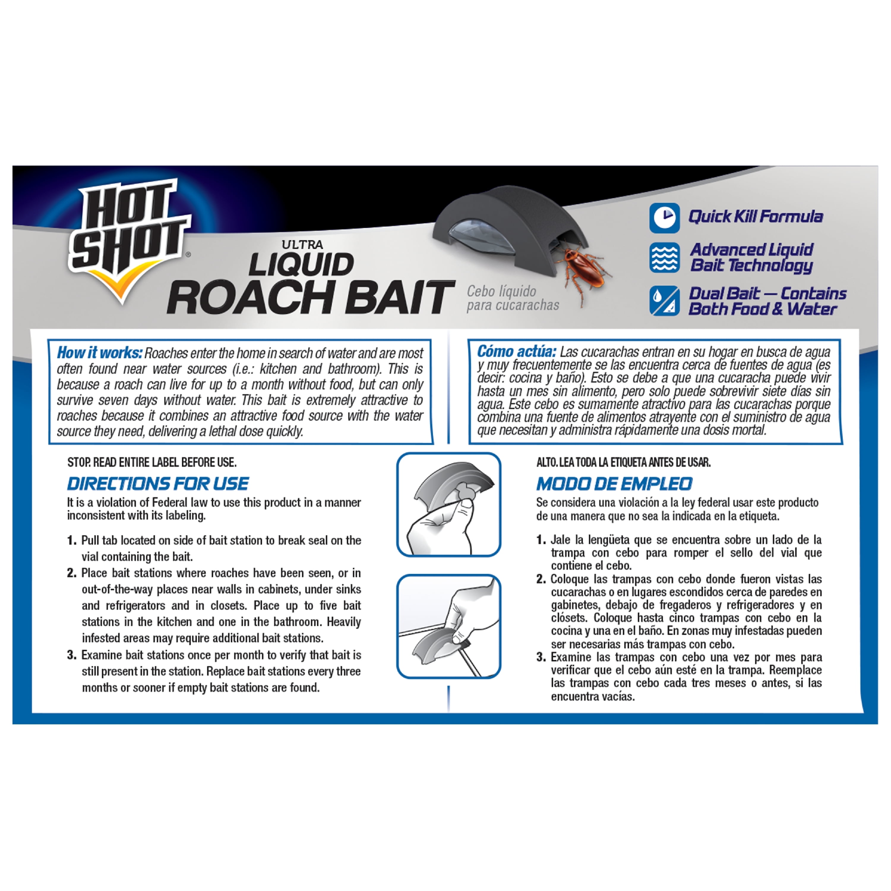 Hot Shot Liquid Roach Bait, Indoor Roach Killer, Fast-Acting Pest Control (6 Count, 0.45 oz) hc7ed