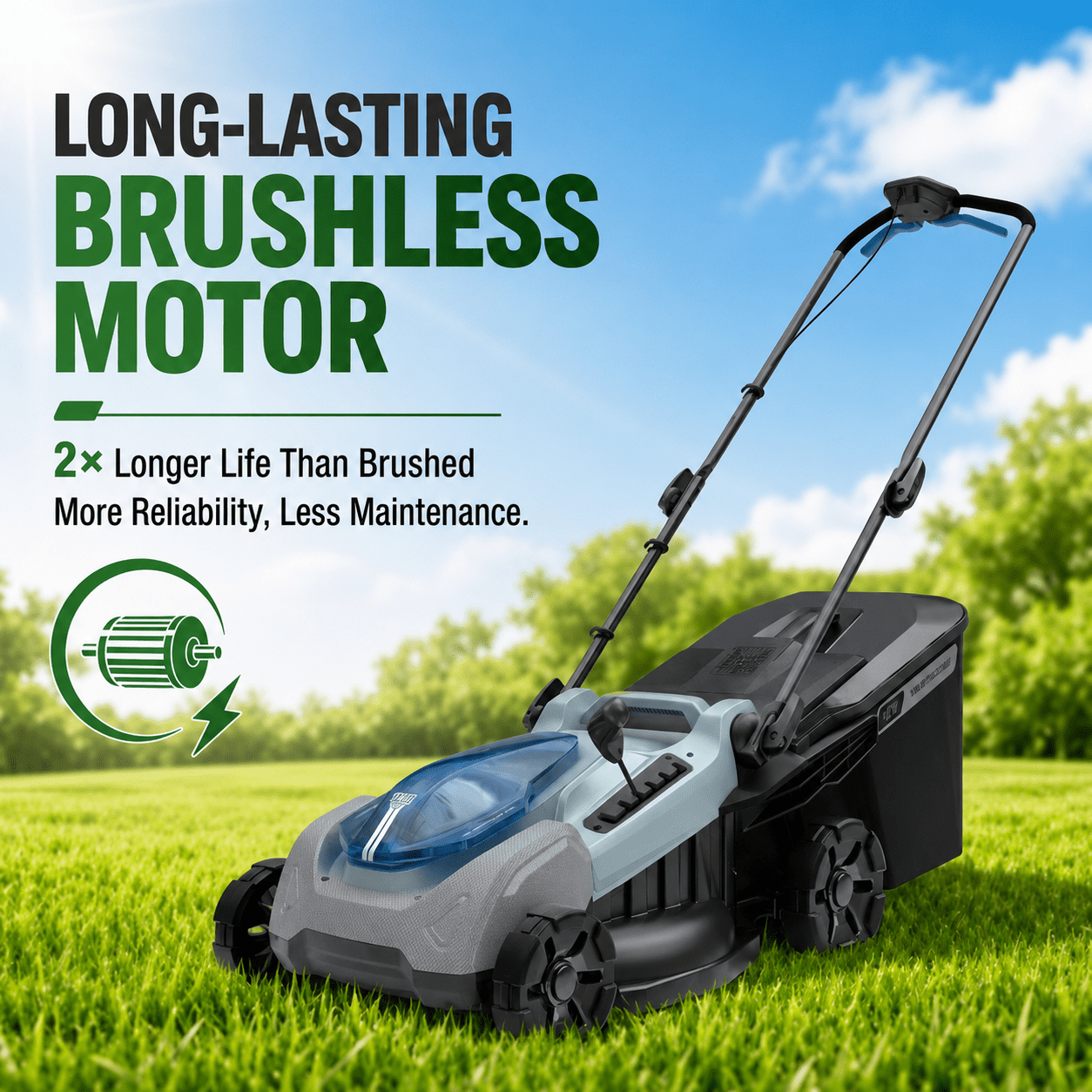 KraftSense 40V Cordless 18-Inch Push Lawn Mower with 4Ah Battery & Charger (18 in) gy2ll