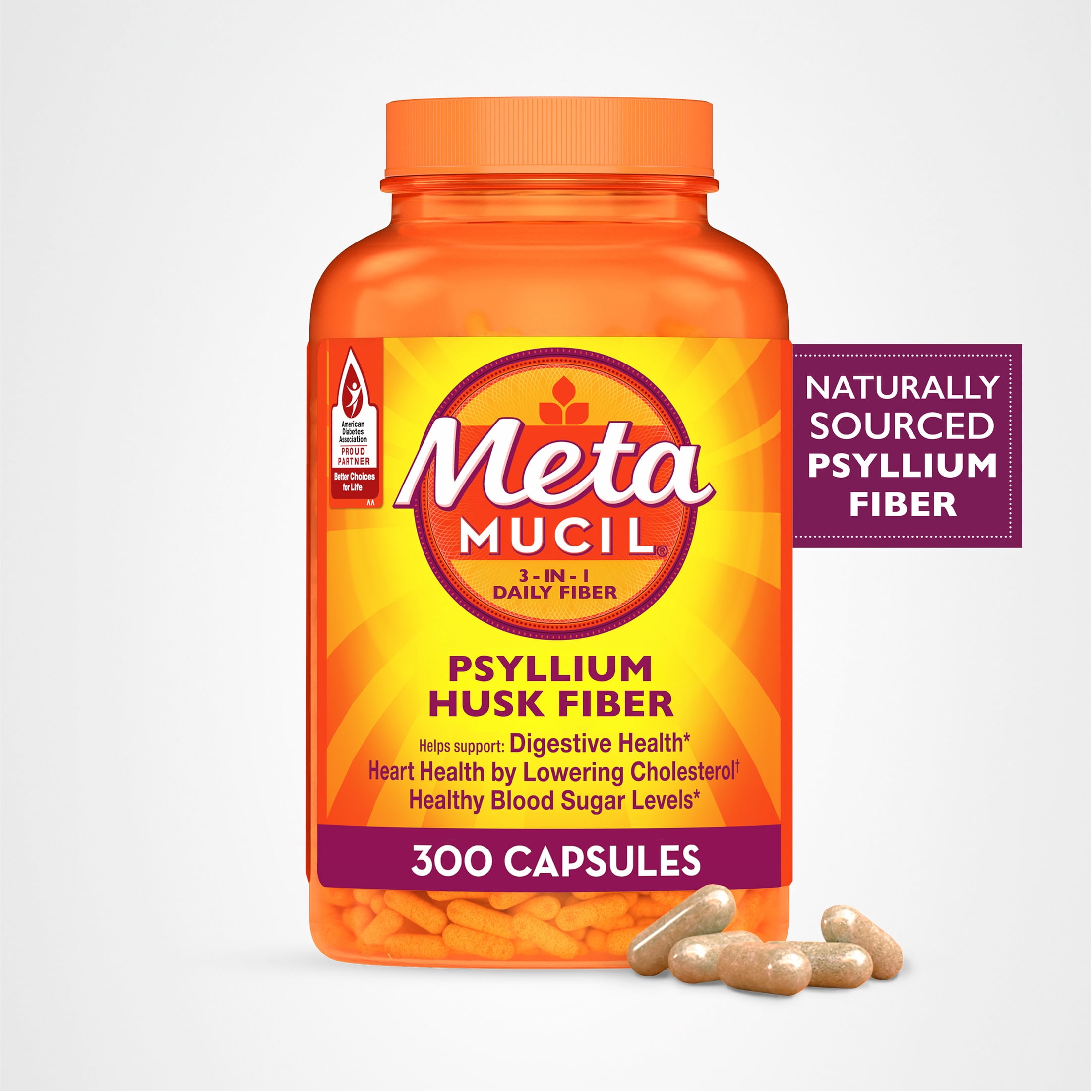 Metamucil Psyllium Husk Daily Fiber Supplement (300 Capsules) ezyrt