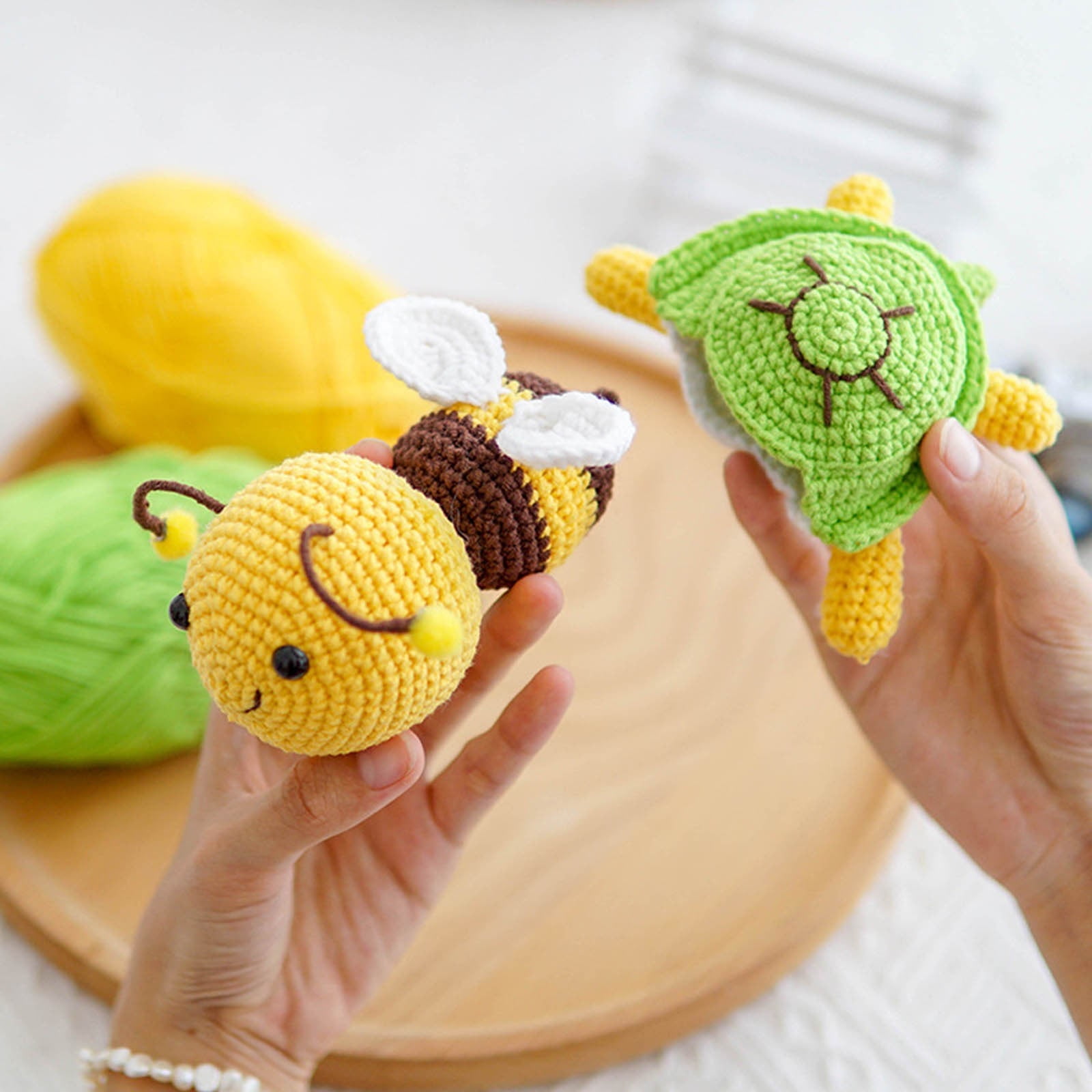 Kafsov DIY Turtle Bee Crochet Kit for Beginners and Experts (Green, 1 Set) jszxj