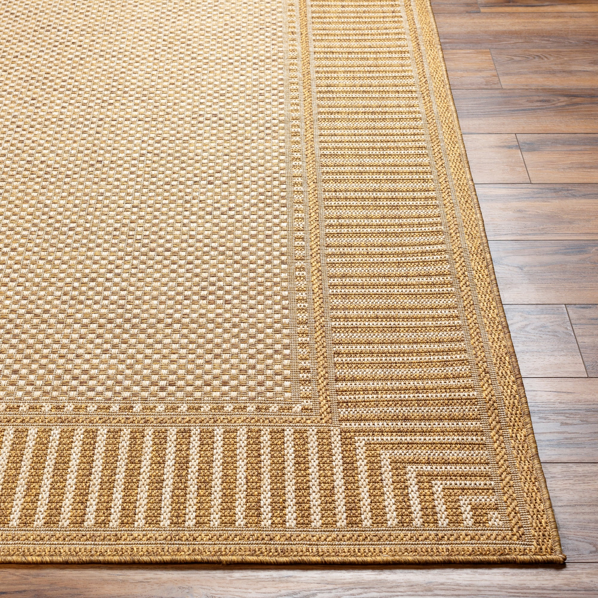 Livabliss Pismo Beach Border Outdoor/Indoor Area Rug (Beige, 9 ft 2 in x 12 ft) s4en6