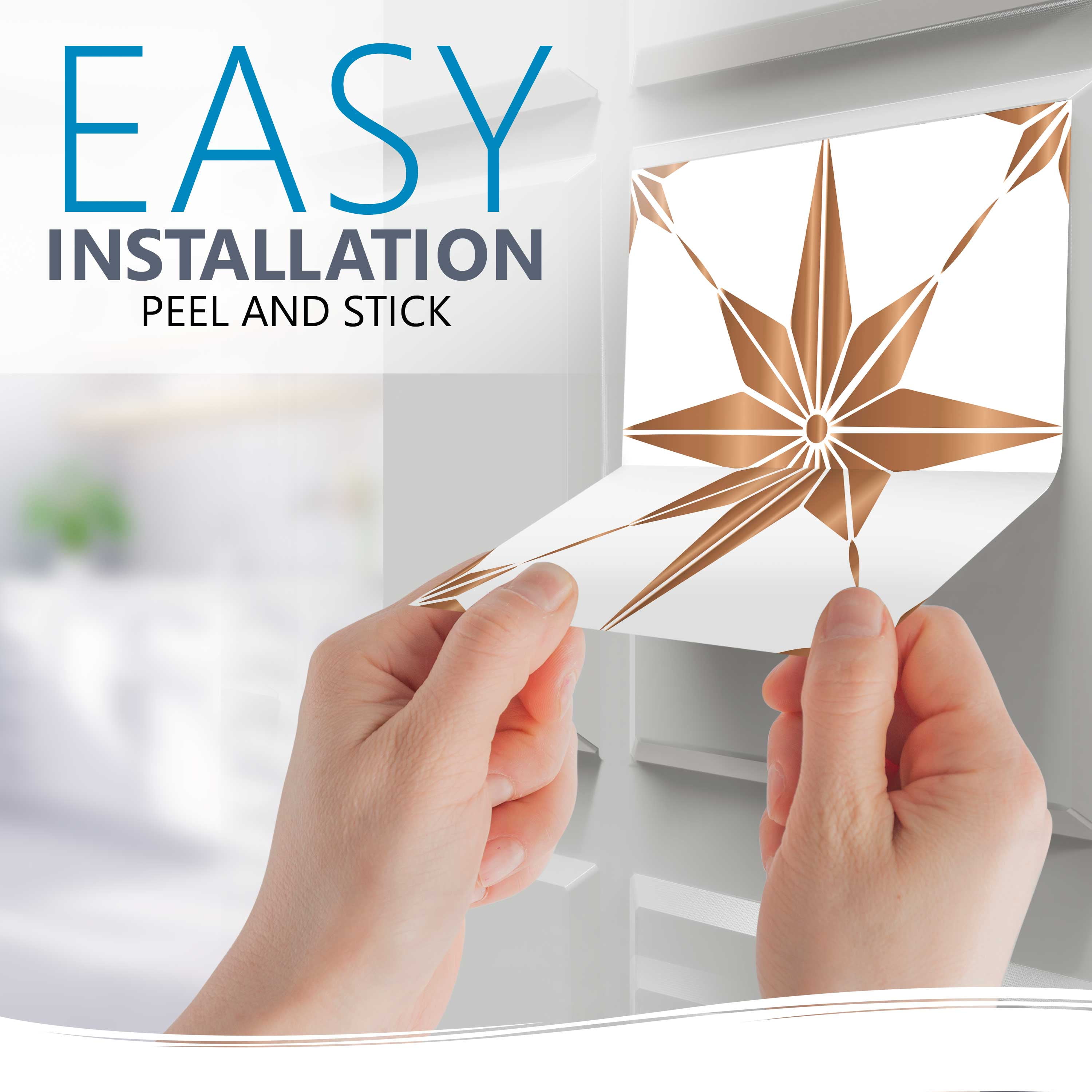 Mi Alma Talavera Peel and Stick Wall Tile Decals for Kitchen and Bathroom (Light Brown Star, 24 Pack, 4x4 in) mgl1x