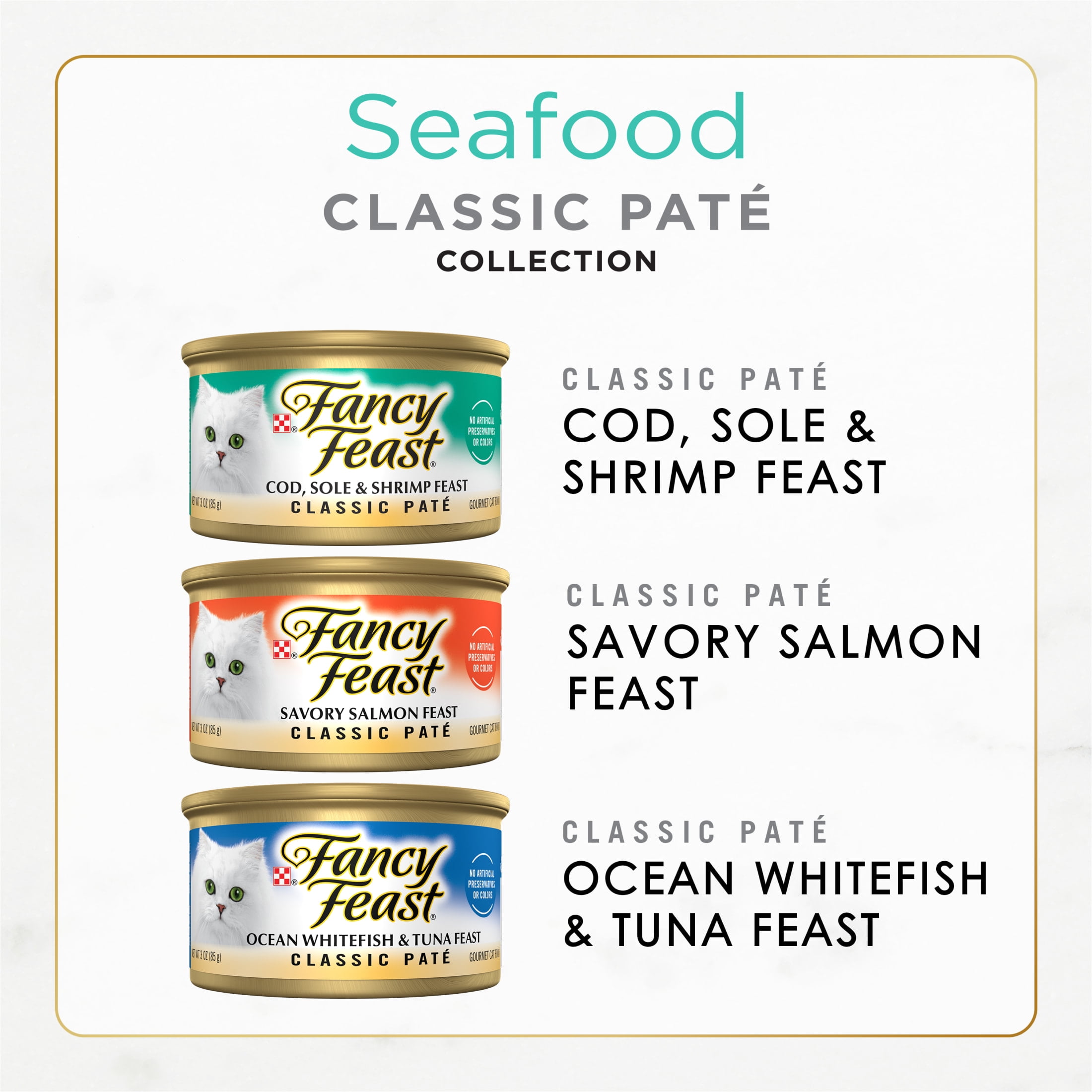 Fancy Feast Seafood Classic Pate Wet Cat Food Variety Pack (12 Pack, 3 oz) icnlp