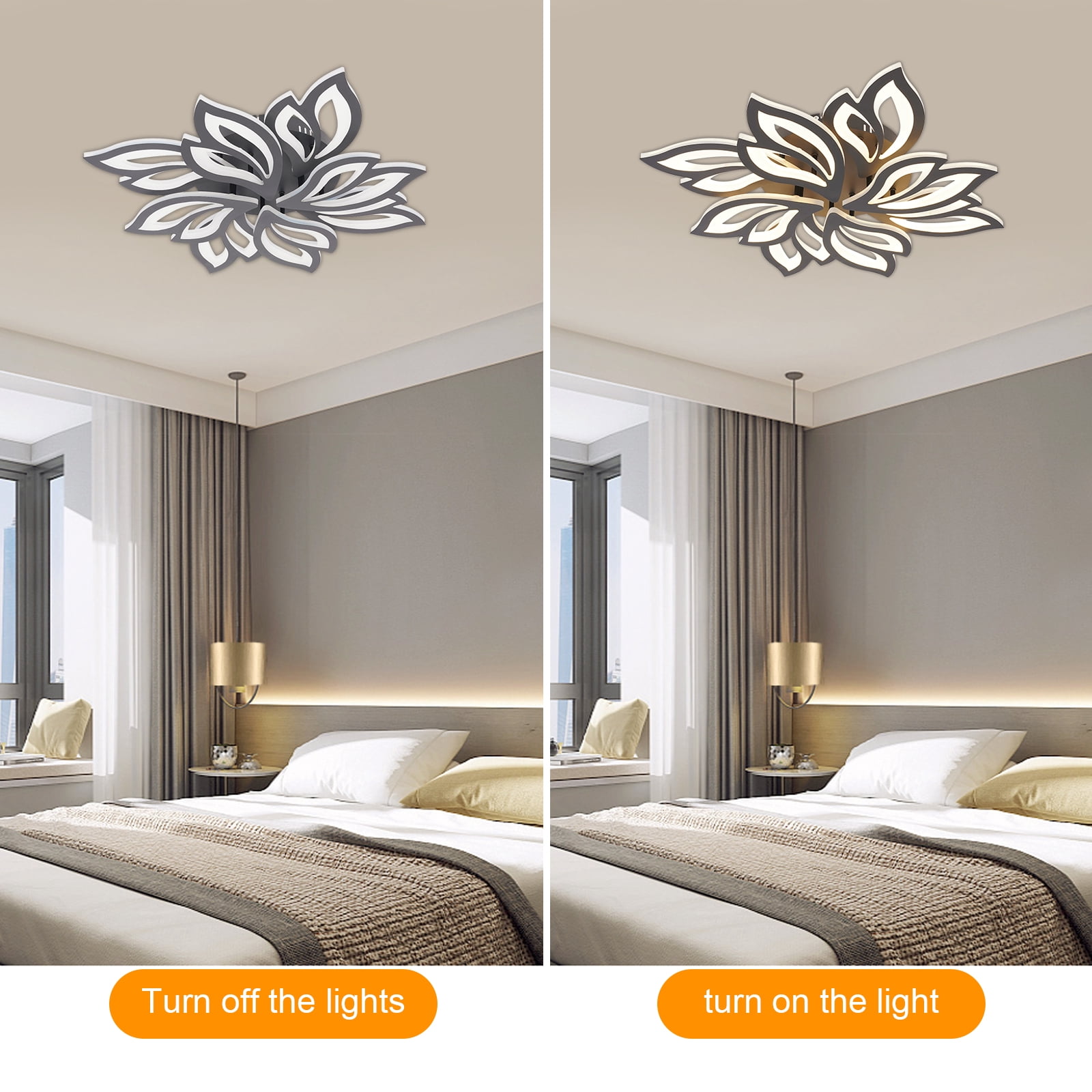 Generic 8 Head LED Flower Ceiling Light Fixture, Flush Mount Dimmable Lamp with Remote Control (11.81 in) k3nzt