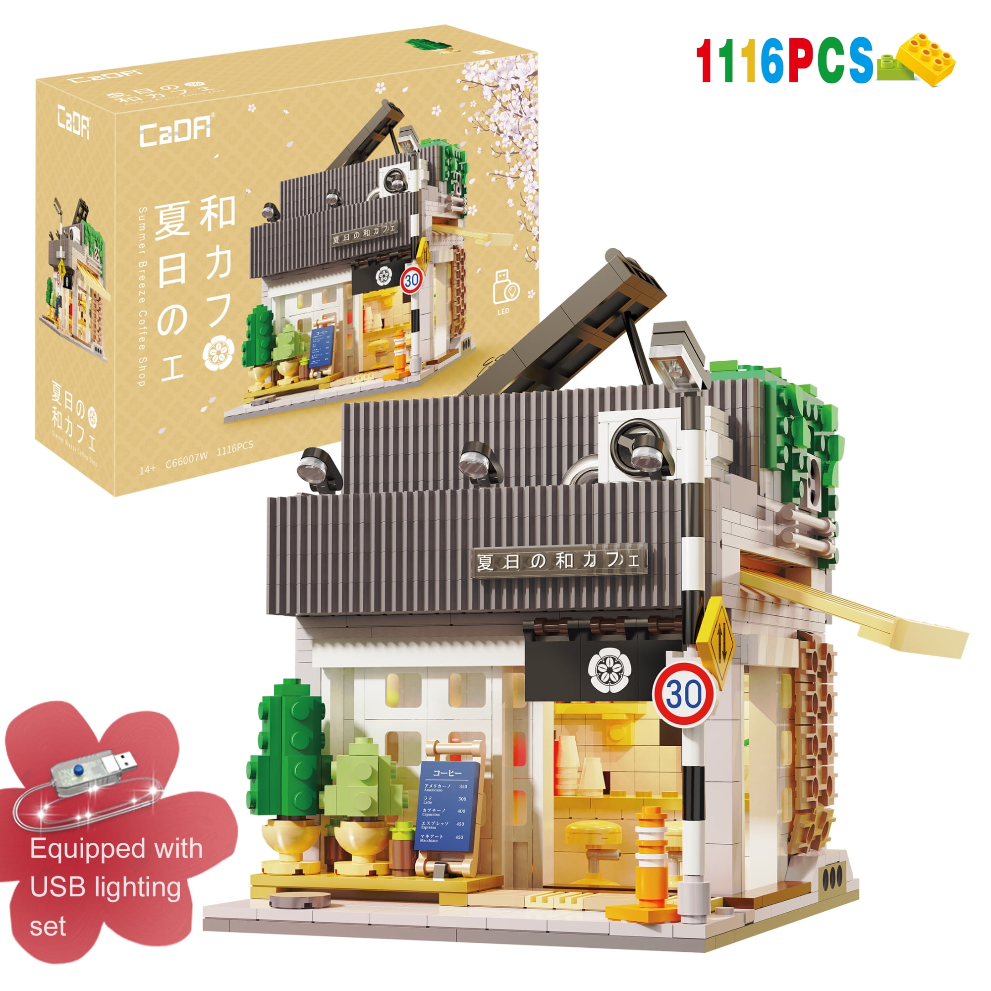 CaDA Summer Breeze Coffee Shop Building Set, Modular Architecture Model (1116 Pieces) rc7du