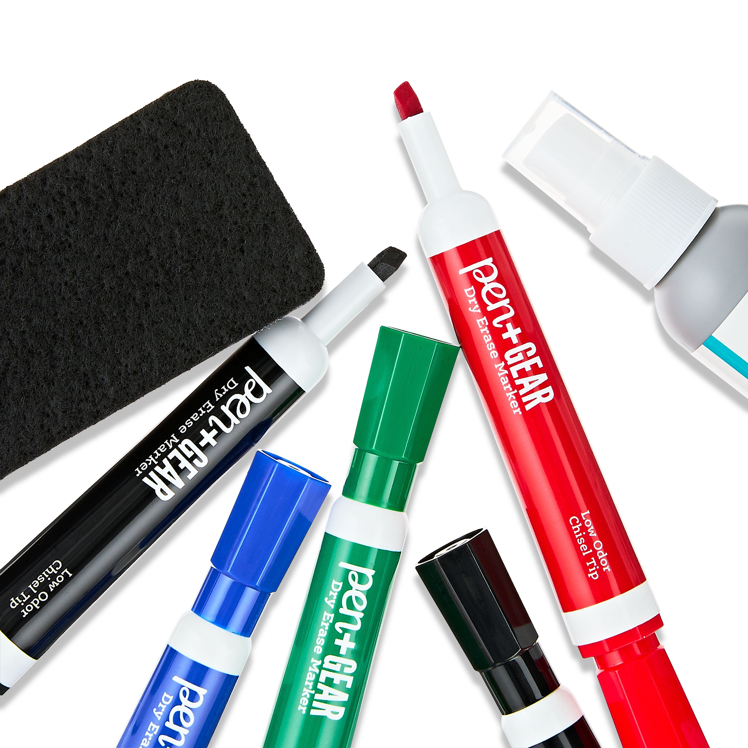 Pen+Gear Dry Erase Marker Kit with Eraser and Cleaning Spray, Chisel Tip, Assorted Colors (7 Pieces, 4 Pack) ifp68