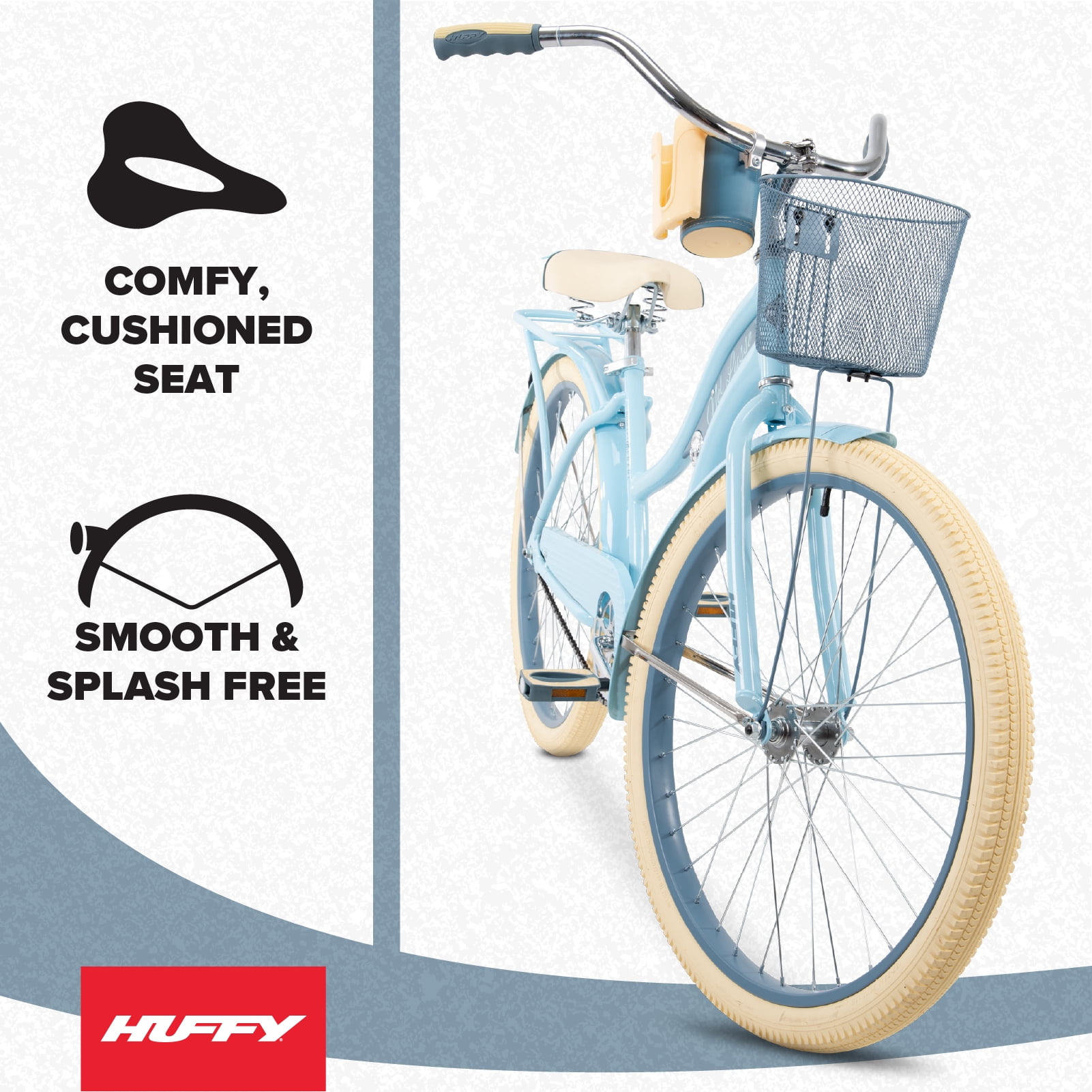 Huffy Nel Lusso Cruiser Bike for Women, Single-Speed Comfort Bicycle (Light Blue, 26 in) whw42