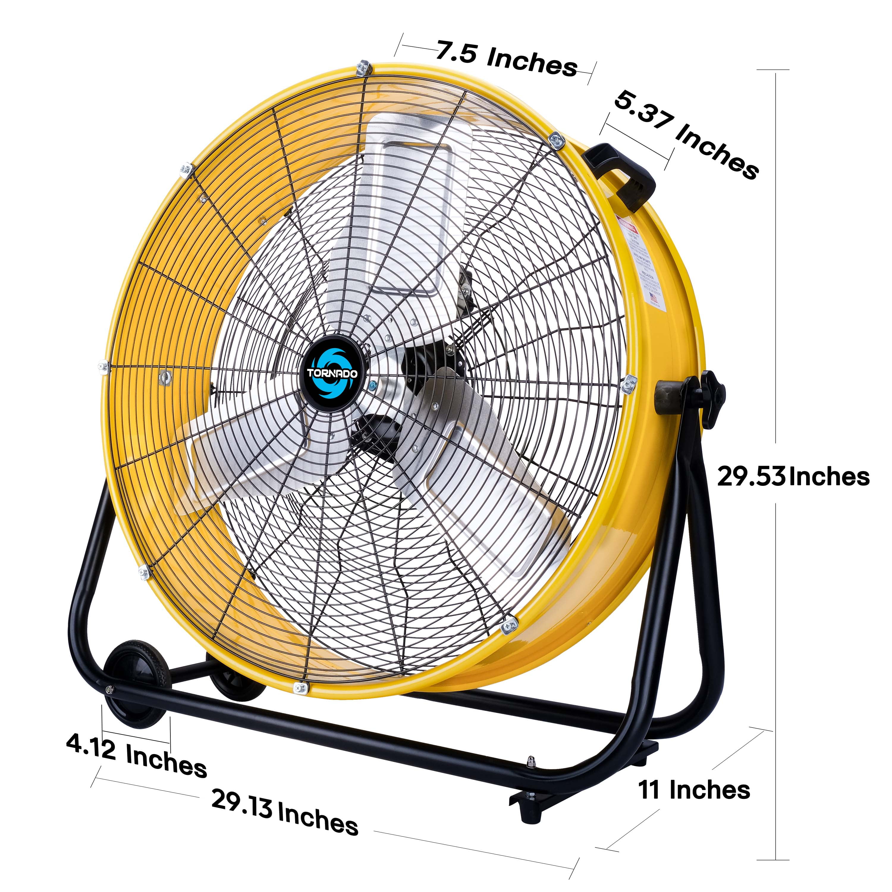 Tornado 24 Inch High Velocity Industrial Drum Fan (Yellow, 24 in) r5eng