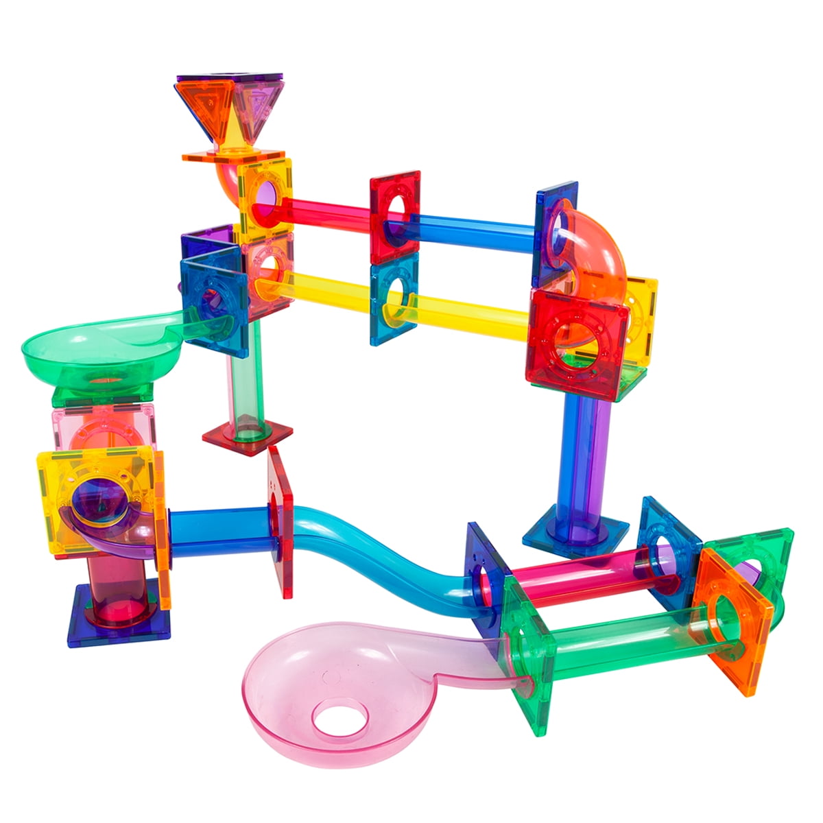 PICASSO TILES Marble Run Magnetic Building Blocks STEM Educational Race Track Set (71 Pieces) hrskg