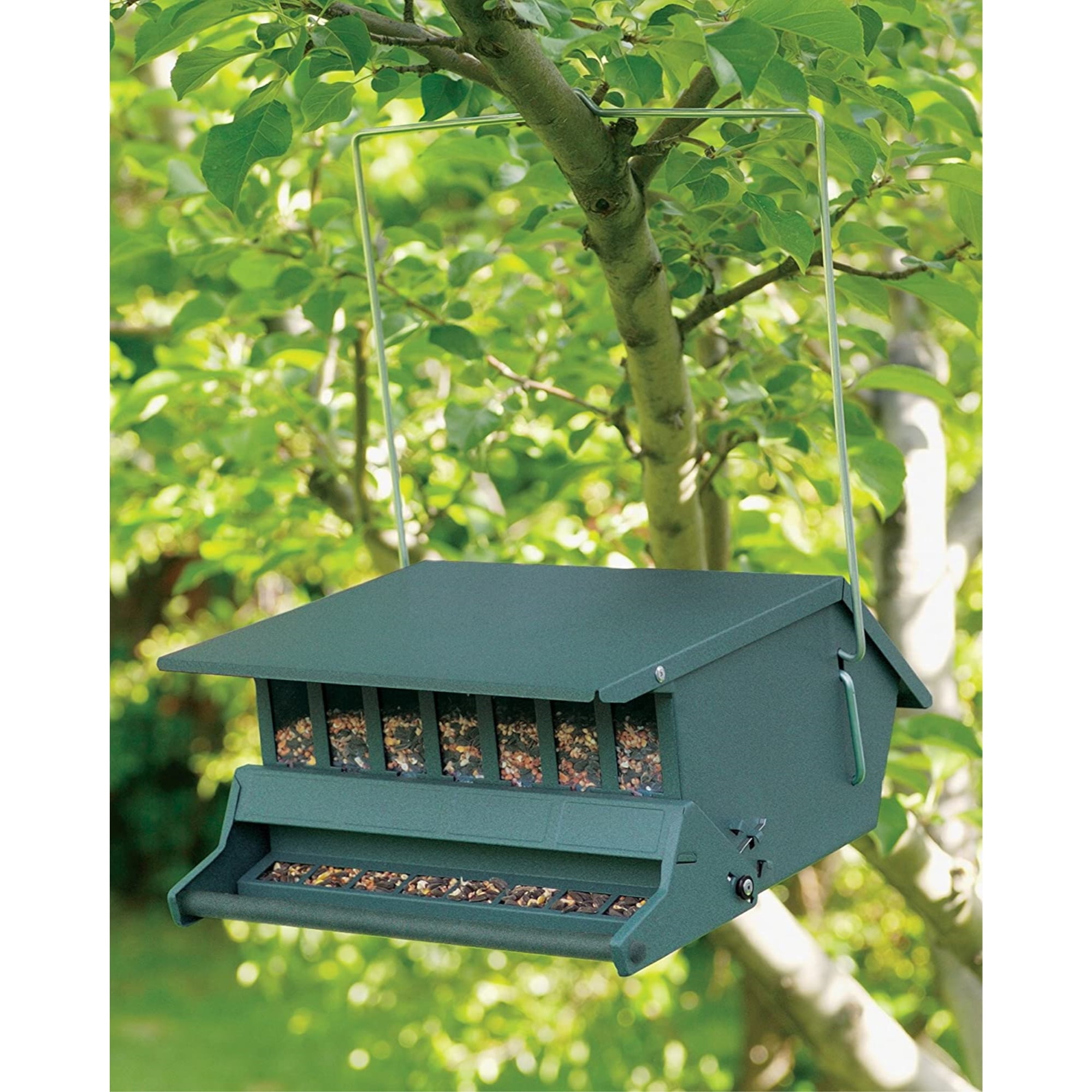 WoodLink Squirrel-Proof Bird Feeder with Weight-Activated Perch (Green, 9 lb Capacity) c7iws