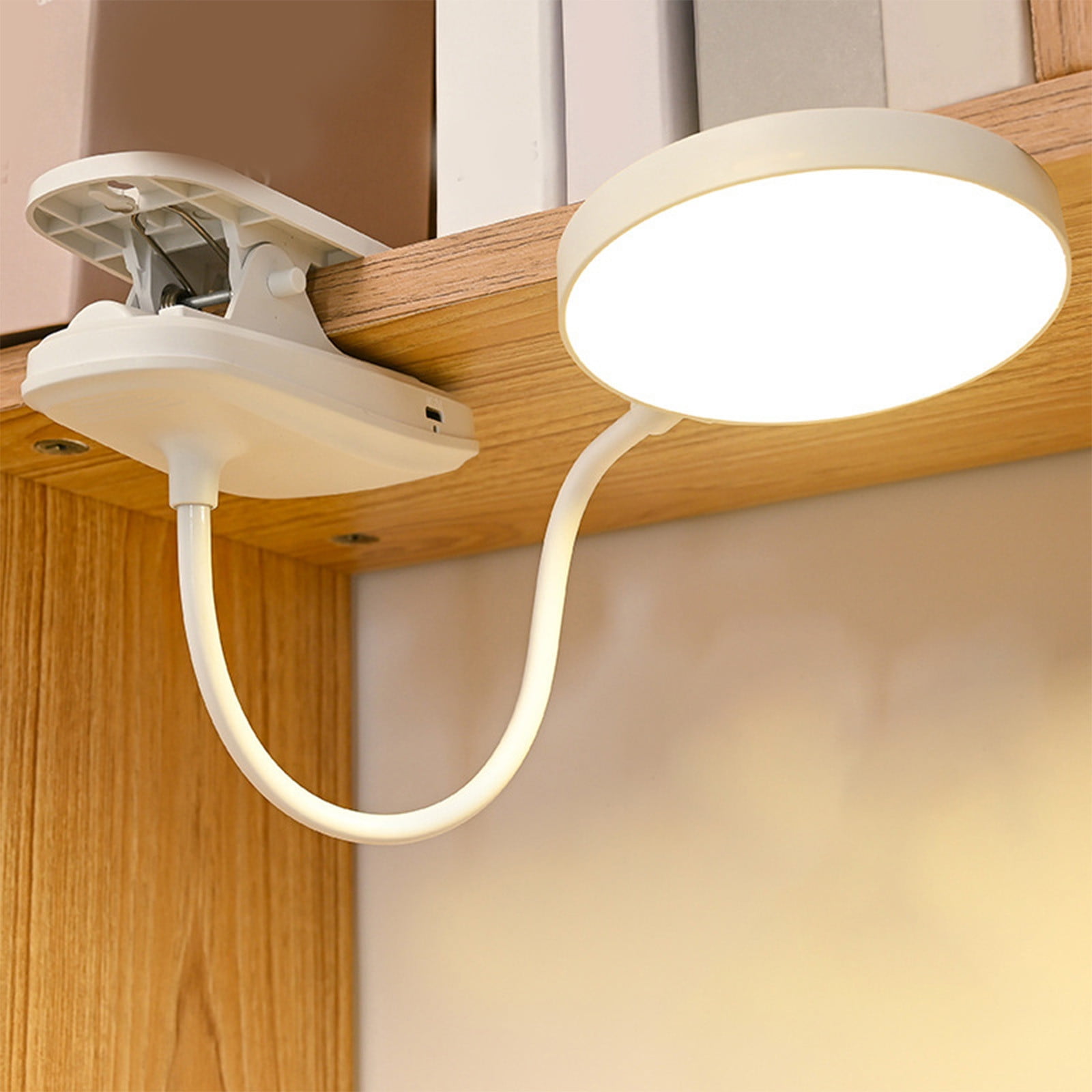 Yyuenw LED Desk Lamp Clip-On Reading Light, USB Rechargeable Eye-Caring Lamp with 3 Color Modes and Stepless Dimming (White, 2.3 in Clamp) ajpf9