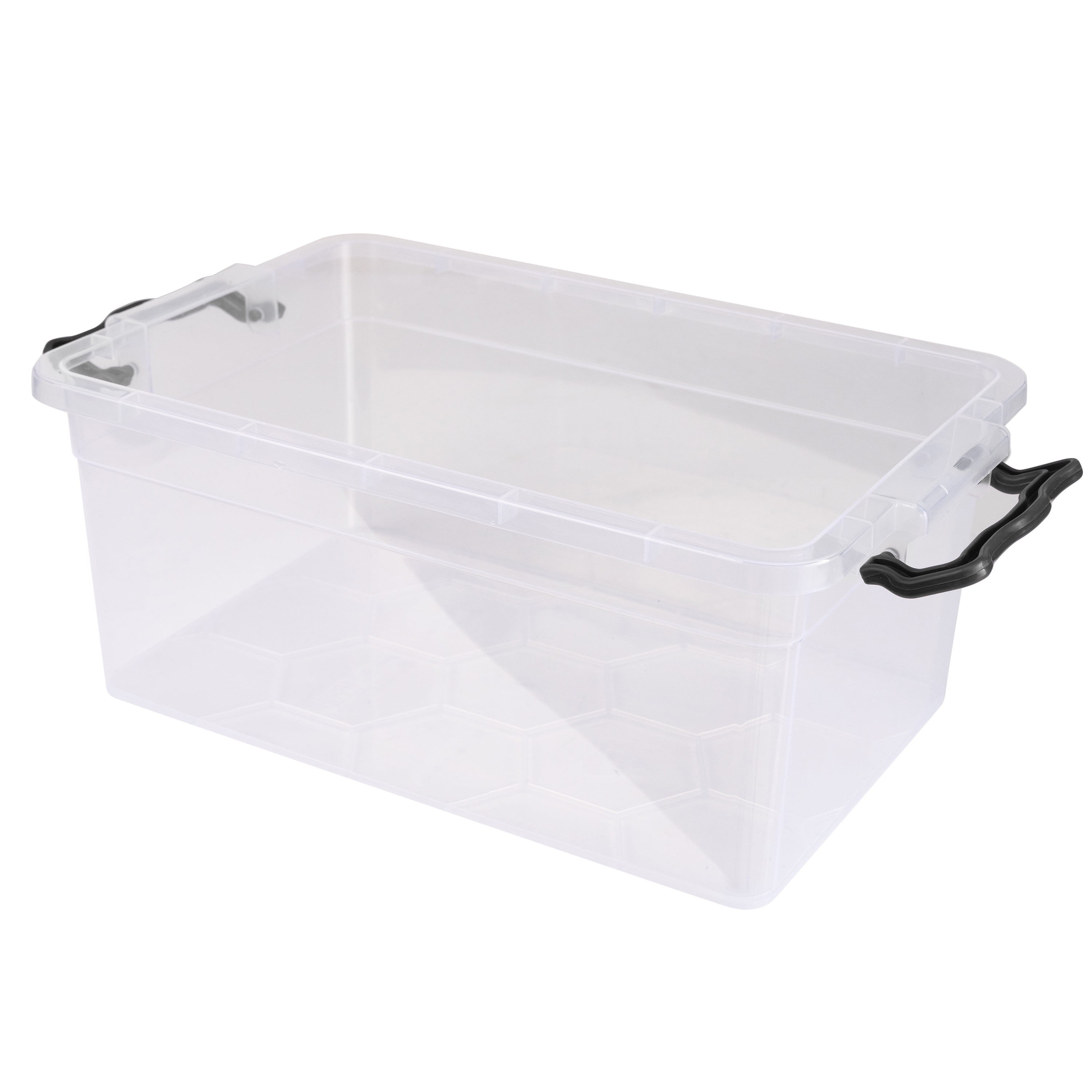 Simplify Stackable Plastic Storage Bin with Locking Lid (Clear, 5.7 in x 8.5 in x 4 in) jrpss