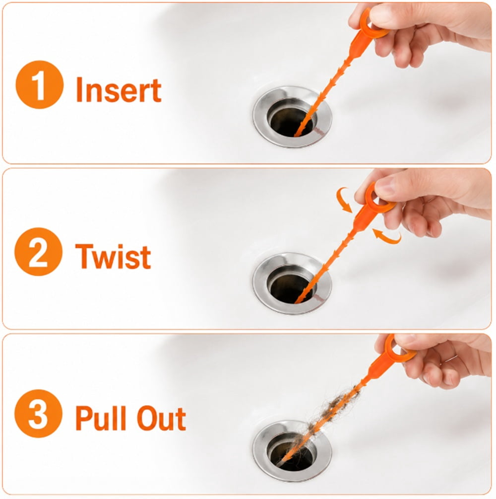 TIKA Drain Cleaning Tool Set, Flexible Snake Clog Remover for Bathroom Sink and Shower (6 Pack, 25 in) 86163