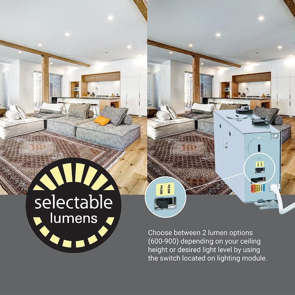 HALO RL4 Series LED Recessed Downlight, Adjustable Color Temperature, Energy Efficient (Matte White, 4 in.) 9vm8k
