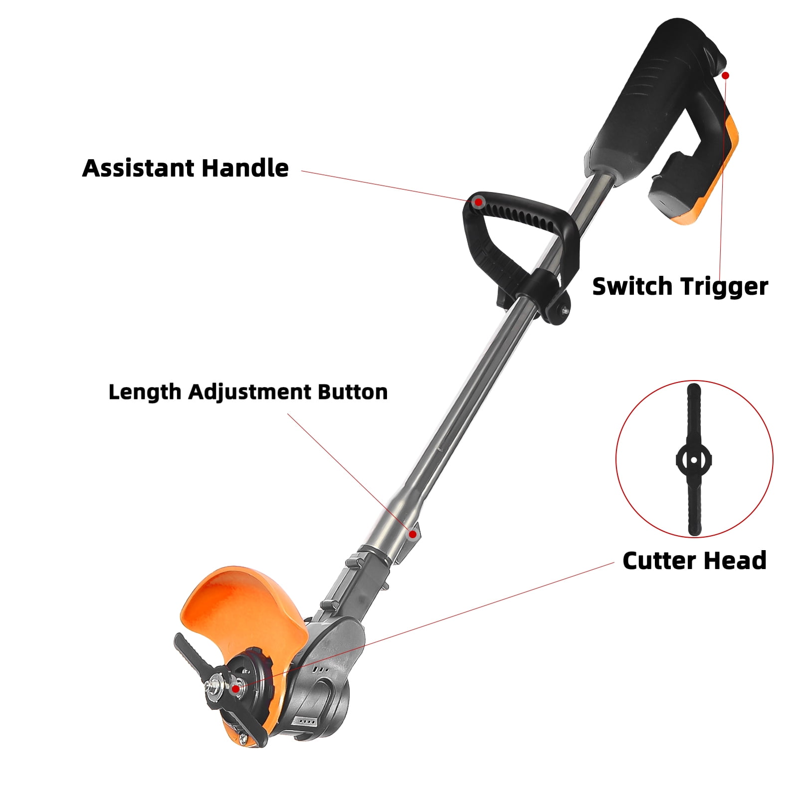 JahyShow Cordless Electric Grass Trimmer, Lightweight Weed Wacker with 2 Batteries and Charger (Black, 11.8 in) bwfzz