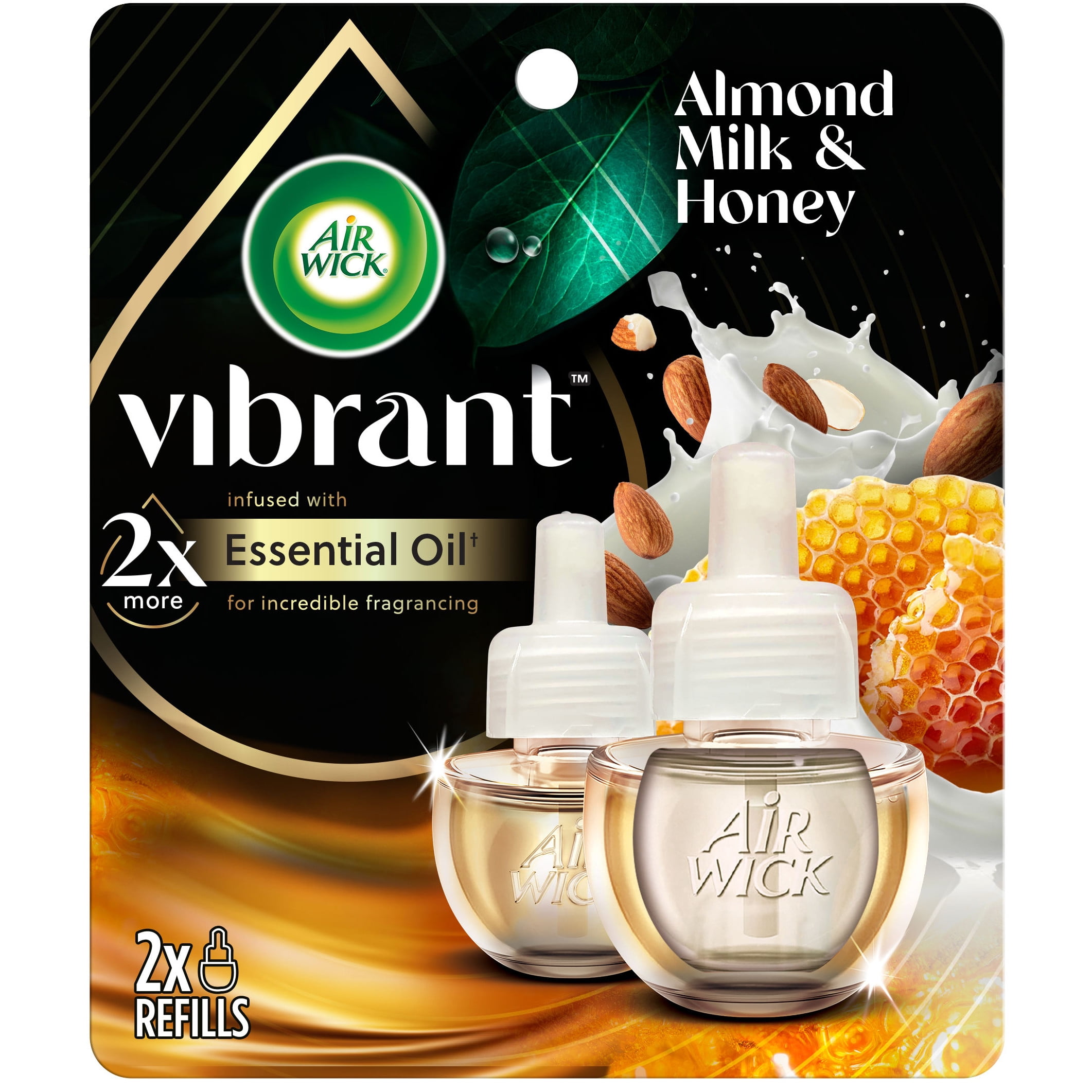 Air Wick Vibrant Plug-In Scented Oil Refills, Almond Milk and Honey, Long-Lasting Home Fragrance (2 Count) 238g4
