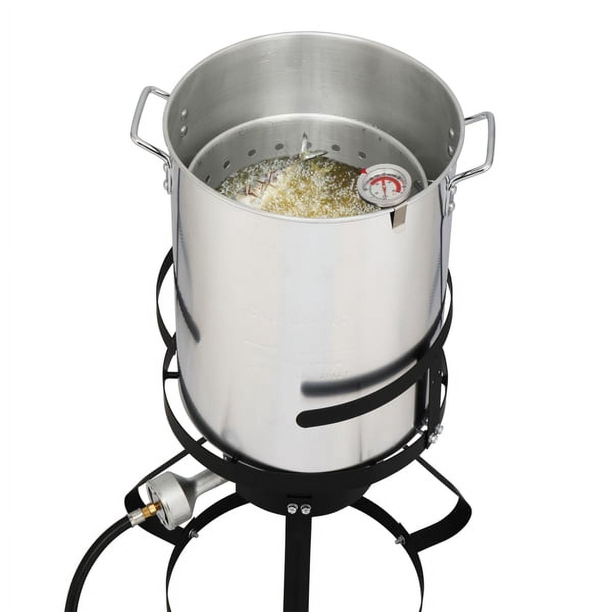 AMEEL Outdoor Gas Fryer Cooking Station with 30qt and 10qt Pots (Black, 13 in x 32 in) o1q1e