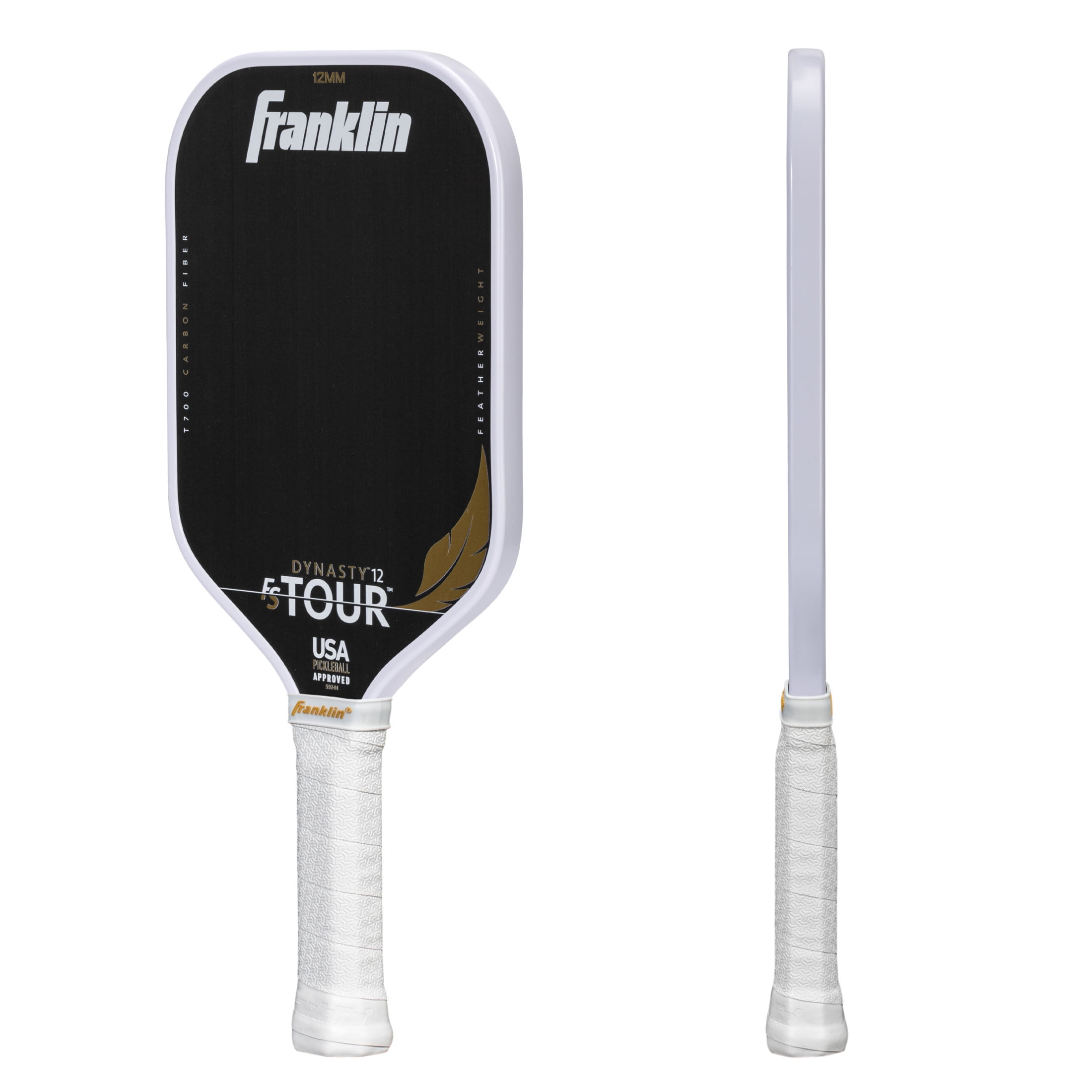 Franklin Sports Pro Pickleball Paddle FS Tour Featherweight Series Raw Carbon Fiber Surface (White, 7.6 oz) 2d8p7