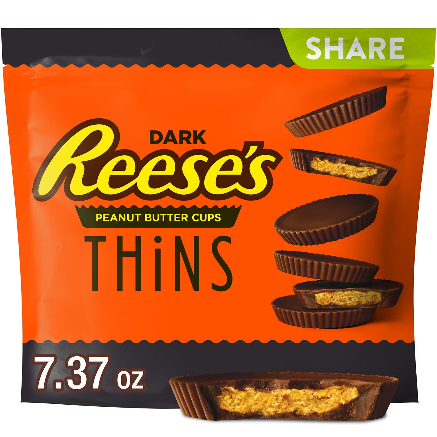 Reese's Thins Dark Chocolate Peanut Butter Cups Candy (Dark Chocolate, 7.37 oz) kpxcm