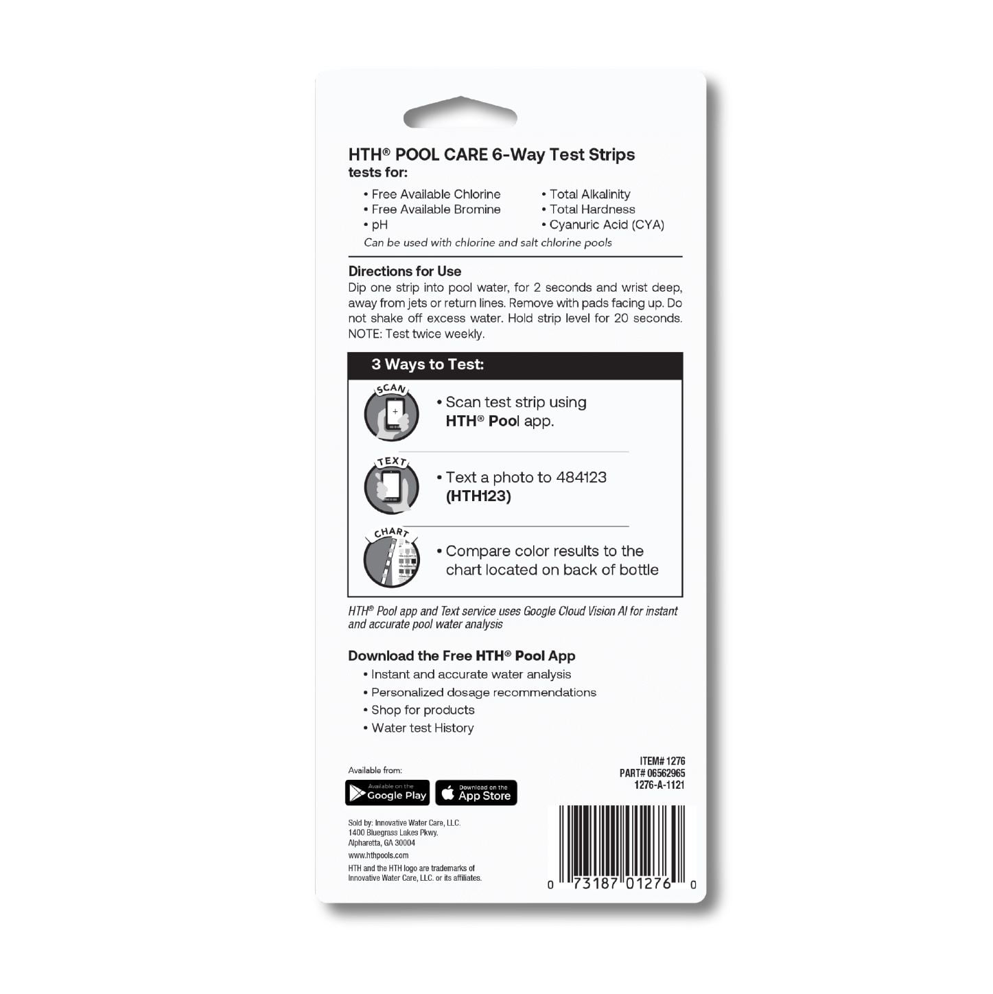 HTH Pool Care 6-Way Test Strips for Chlorine, Bromine, and Saltwater Pools (35 Count) o8tv4