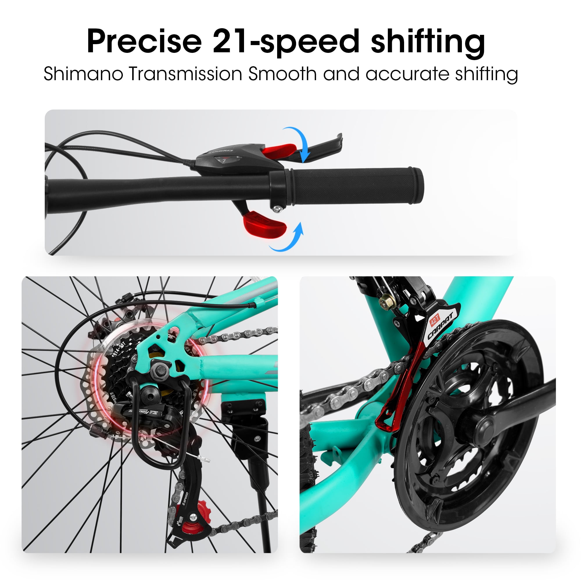 Abrihome 26-Inch Mountain Bike, 21-Speed Steel Frame with Dual Suspension (Blue, 26 in) qvhvm