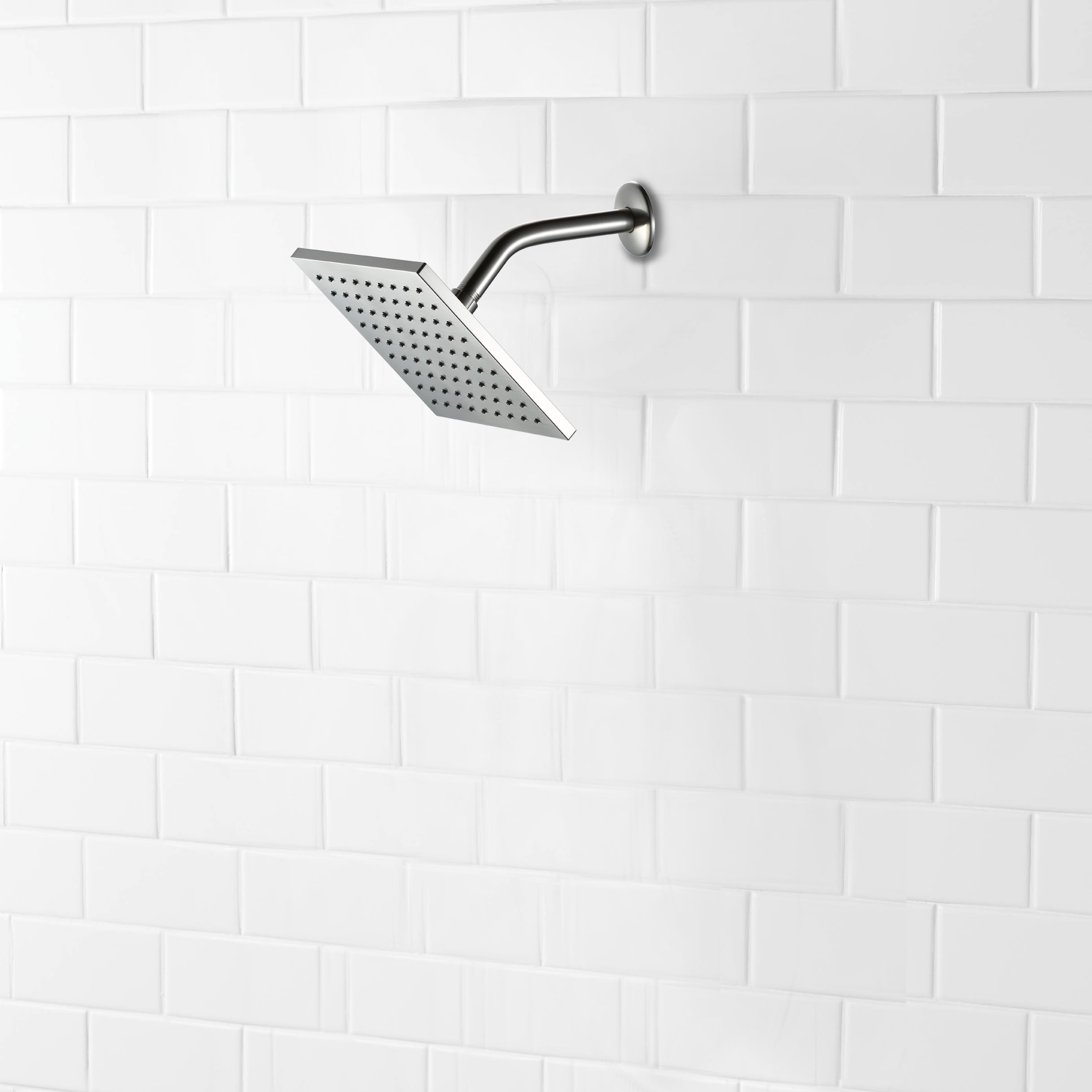 Better Homes & Gardens 8 in. Square Rain Showerhead High Pressure Rainfall Design (Brushed Nickel, 8 in.) 8t94i