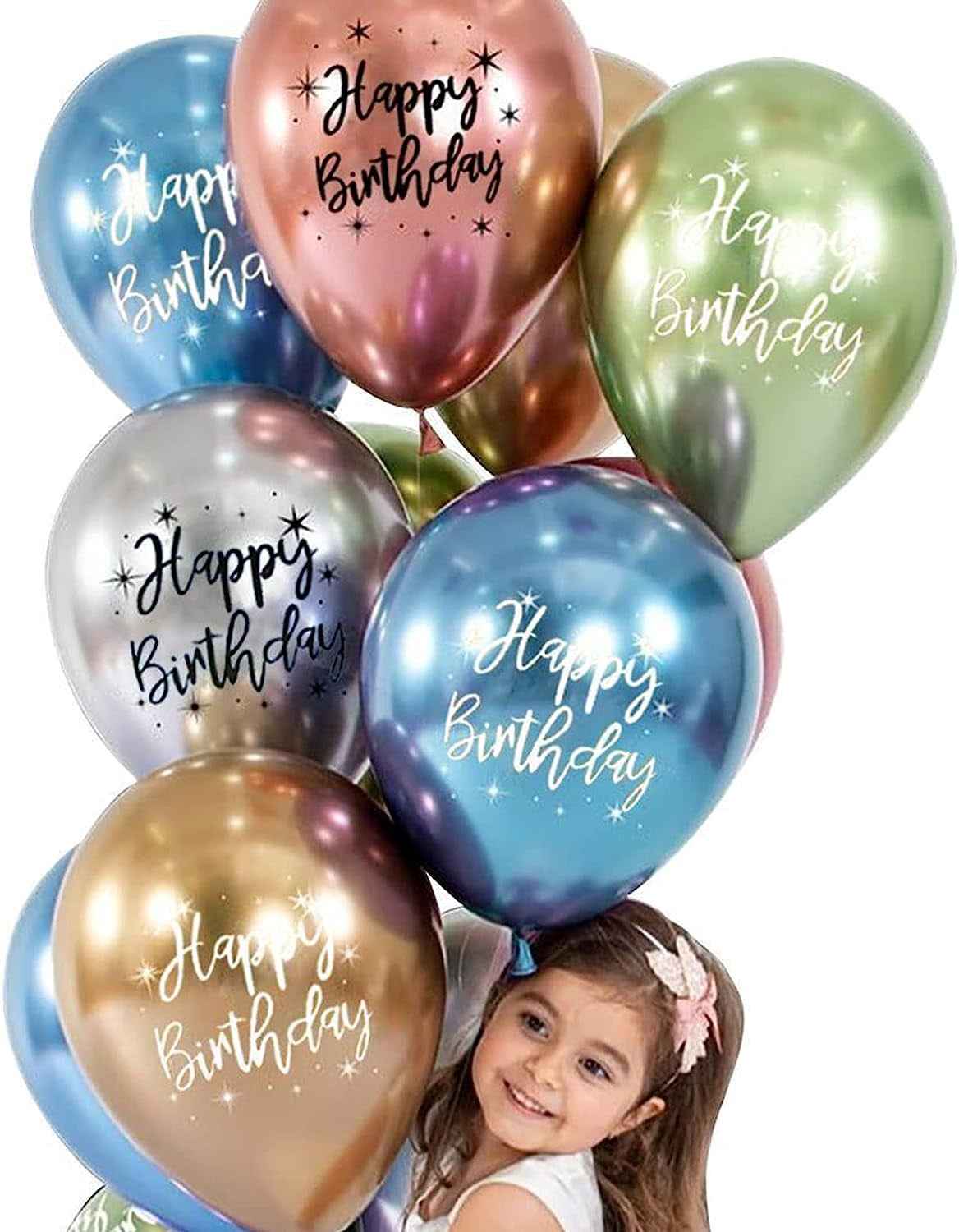 YSTDHL Happy Birthday Metallic Latex Balloons Party Decorations (Multicolor, 20 Pack, 12 in) vgerd