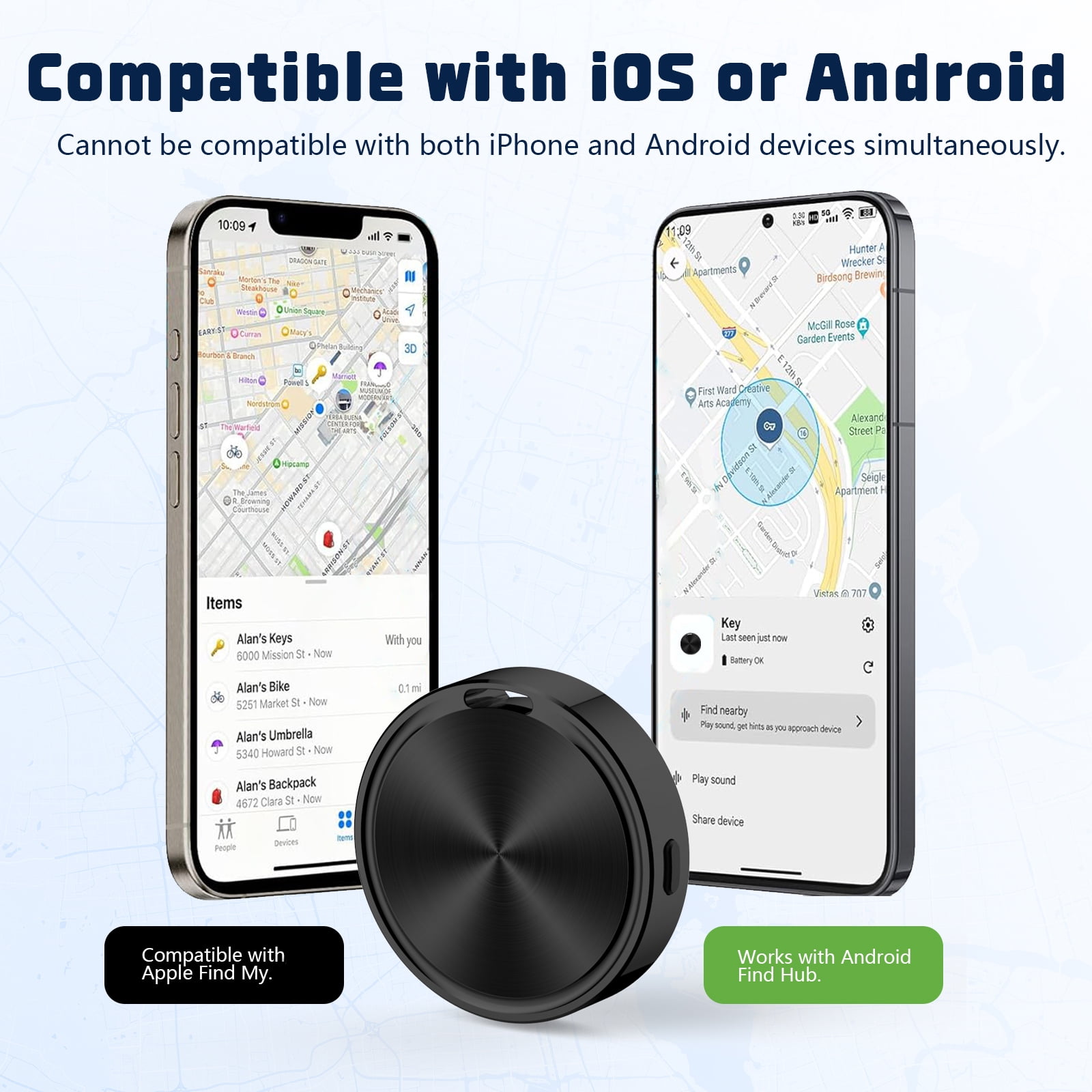 DIAMOOKY Smart Item Finder GPS Tracker for Keys and Luggage (Black, 4 Pack) t1uha