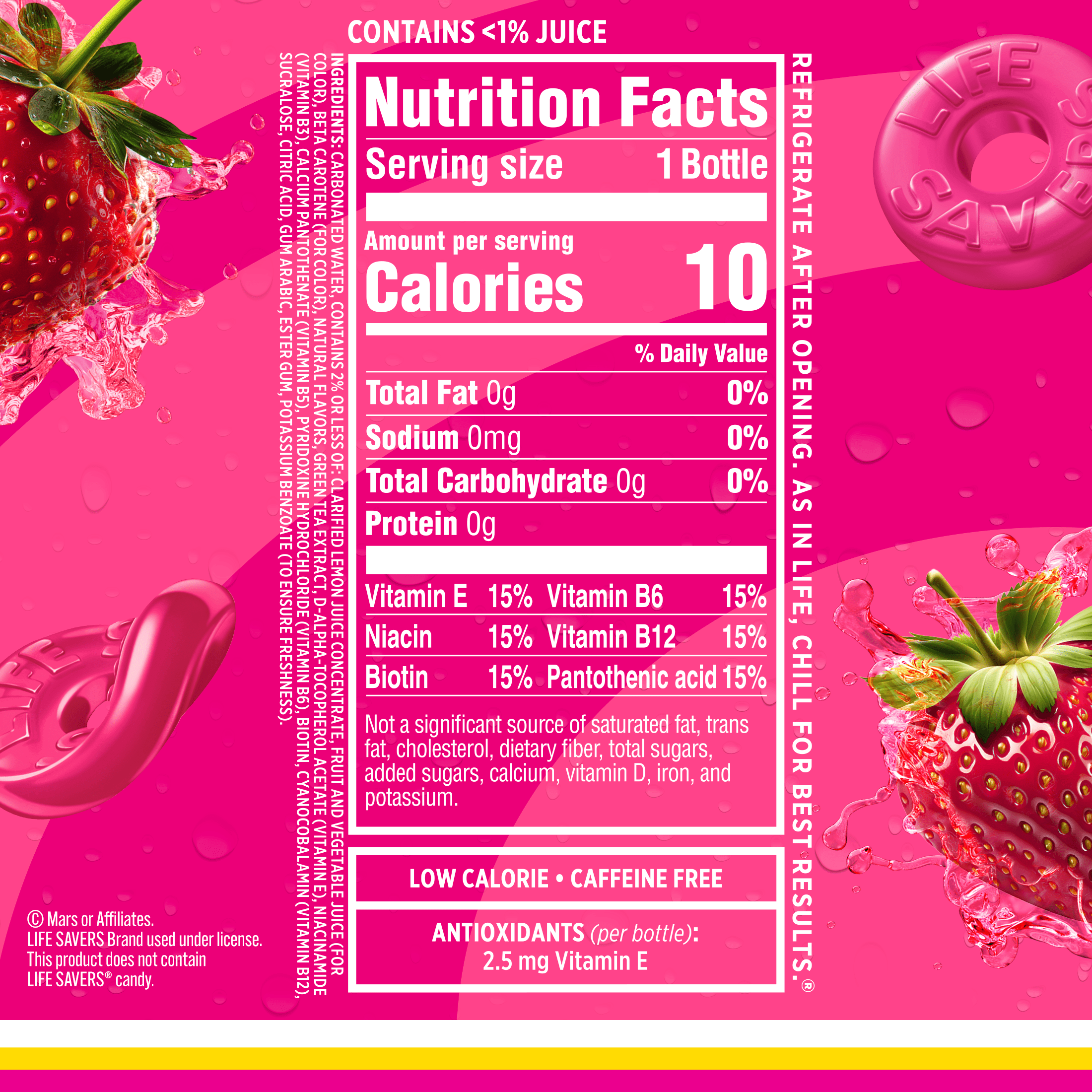 Sparkling Ice Life Savers Strawberry Flavored Sparkling Water (Zero Sugar, 17 fl oz) 0plj9
