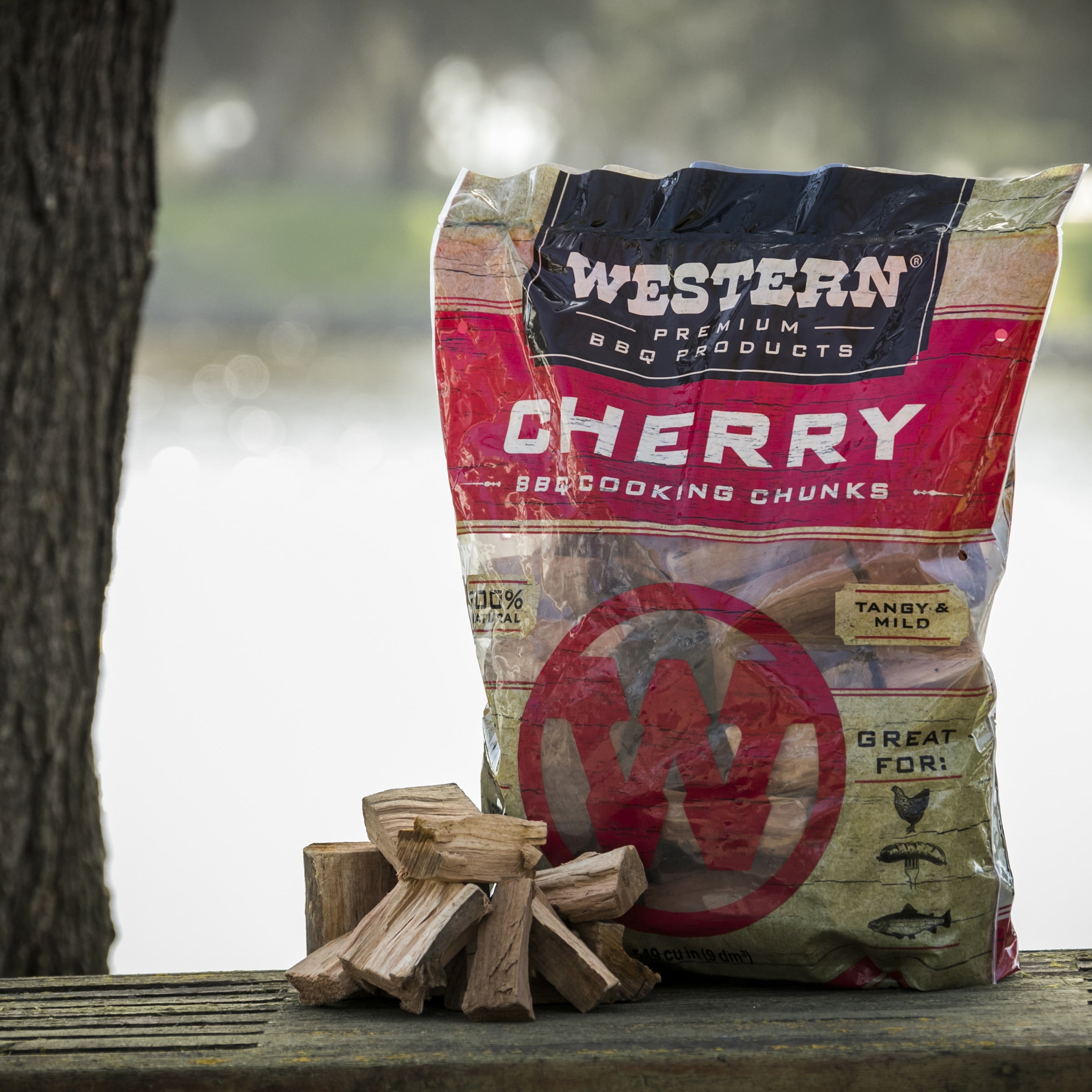 Western BBQ Premium Cherry Wood Cooking Chunks for Smoking and Grilling (549 cu in) kzx7s