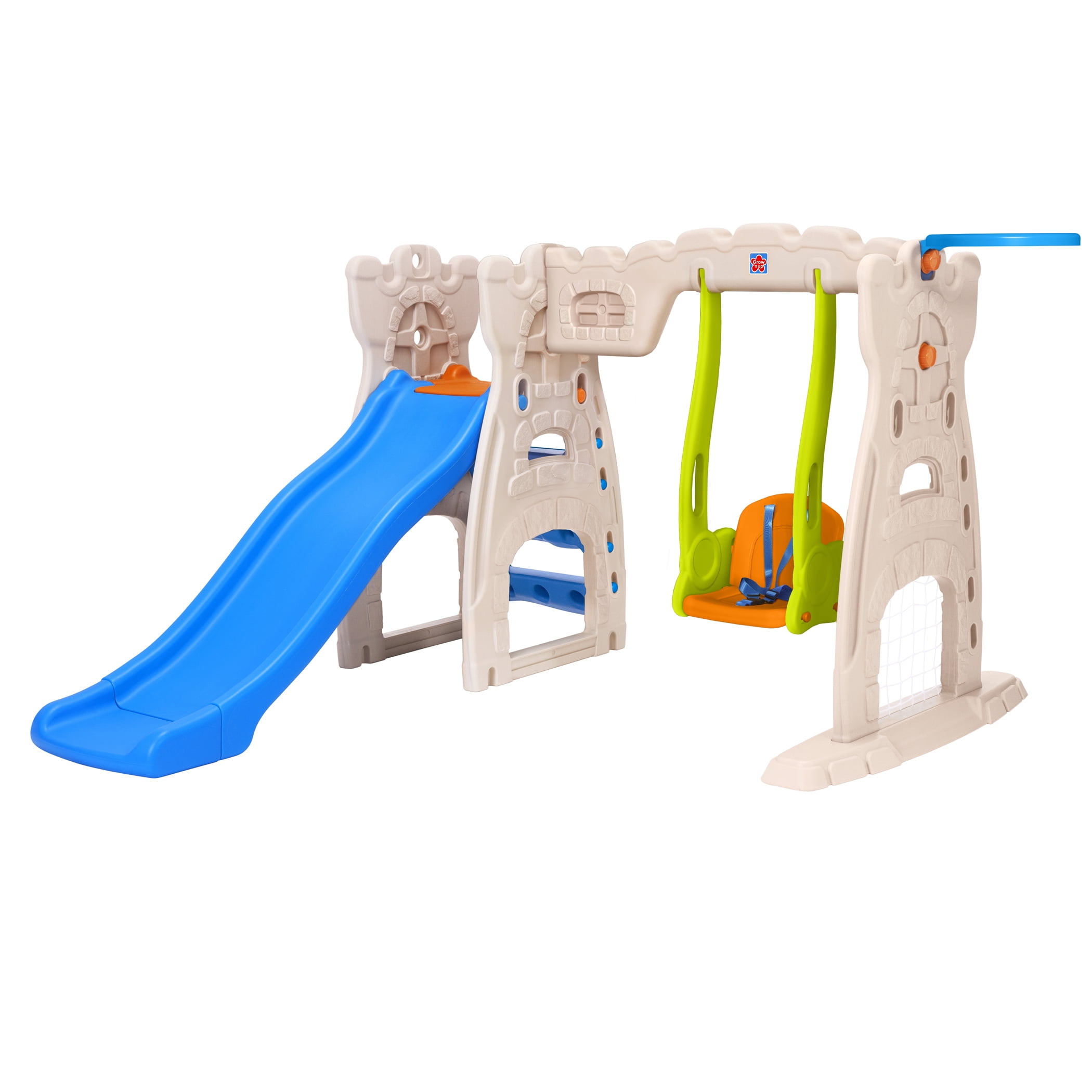Grow'n Up Scramble N Slide Play Center with Basketball and Soccer Goals (Multi-Color, 1 Unit) dqcok