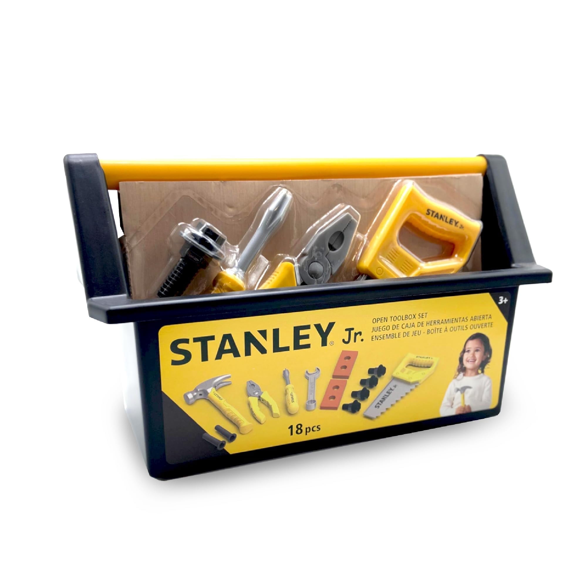 Red Toolbox Stanley Jr. Kids Tool Set (18-Piece, Yellow) x9xtj