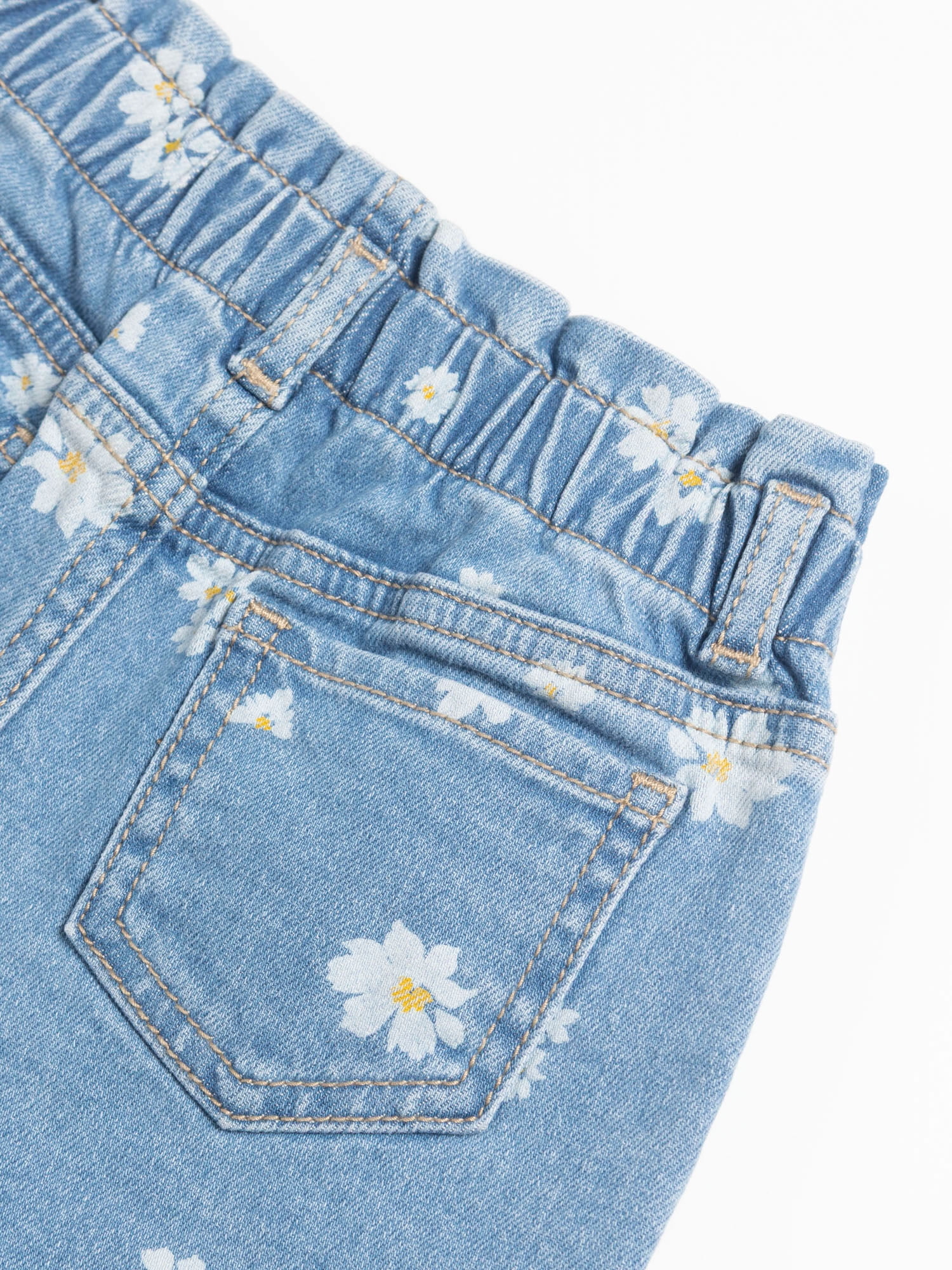 Wonder Nation Toddler Girl Denim Shorts Paperbag Waist Stretch Casual Bottoms (12 Months - 5T) lbw8m