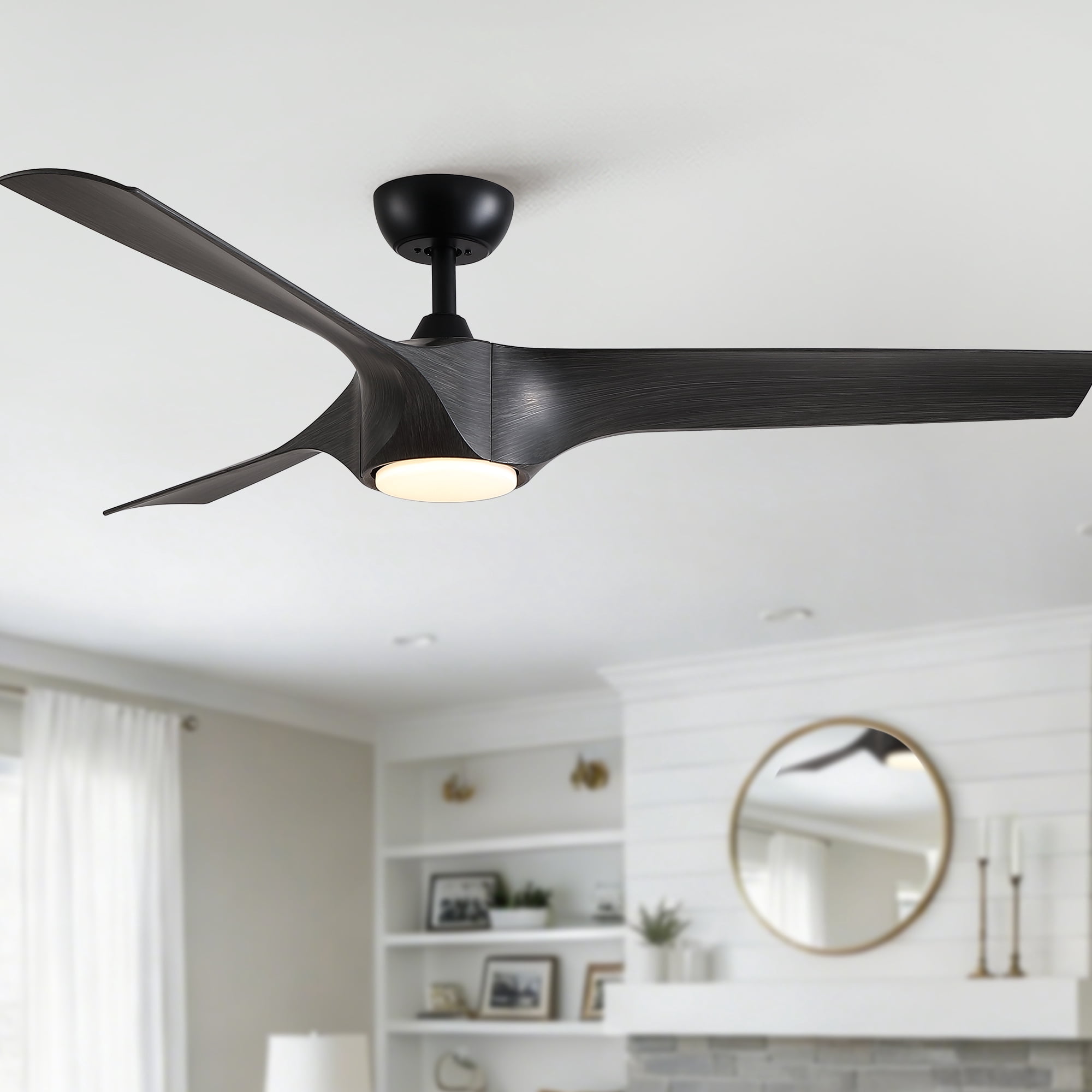 LiviNest 56 in Ceiling Fan with Dimmable LED Light and Remote Control (Matte Black, 56 in) gojb4