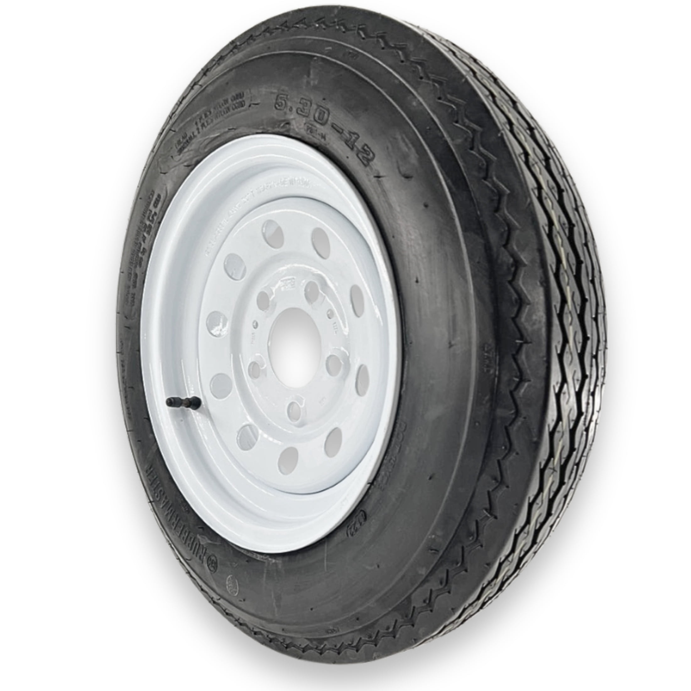 RubberMaster 5.30-12 6 Ply Highway Rib Tire and 5 on 4.5 Modular Wheel Assembly (White, 5.30-12) g7041