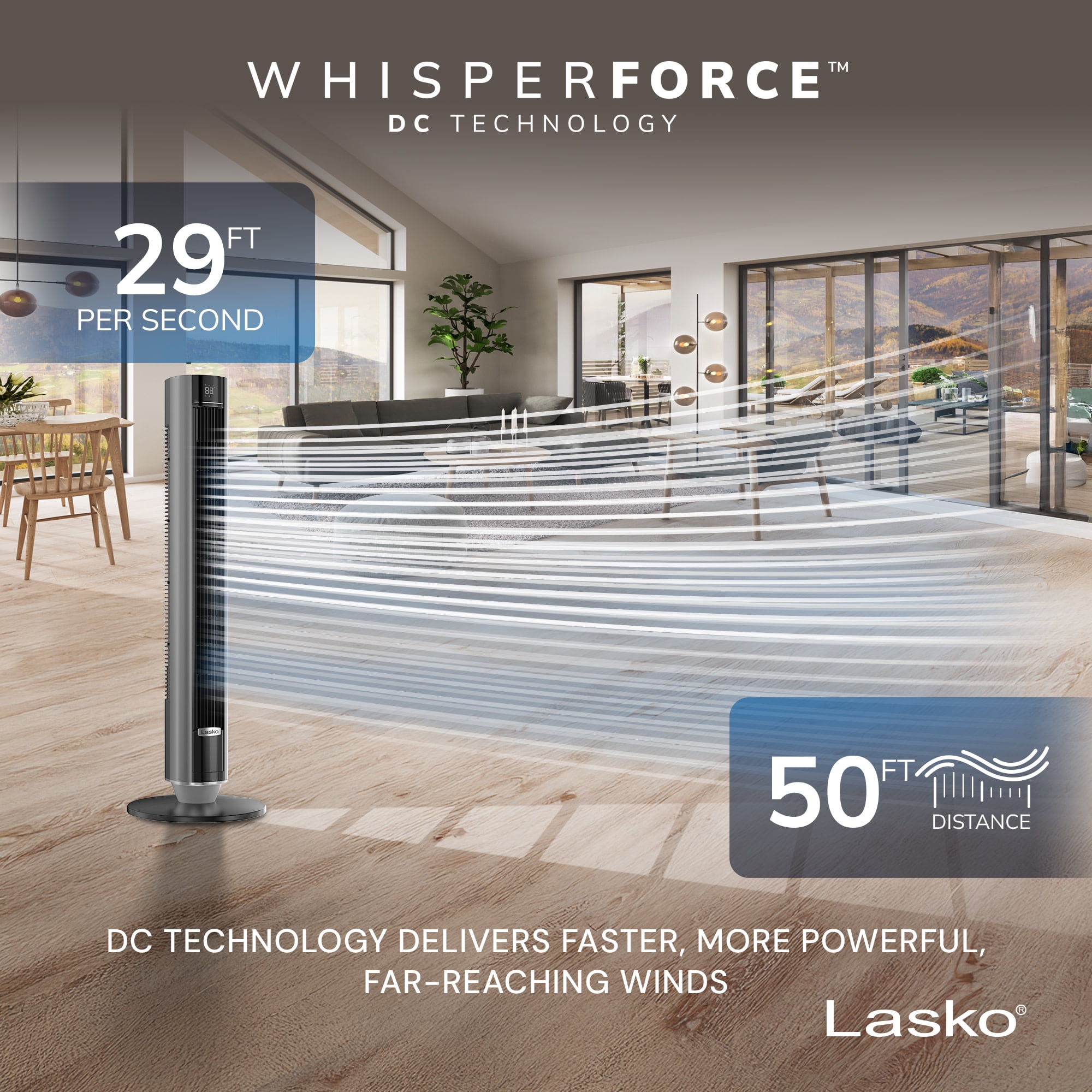Lasko 40 in Quiet Oscillating Tower Fan with Remote Control and 12 Speeds (Black, 40 in) 7fgn0