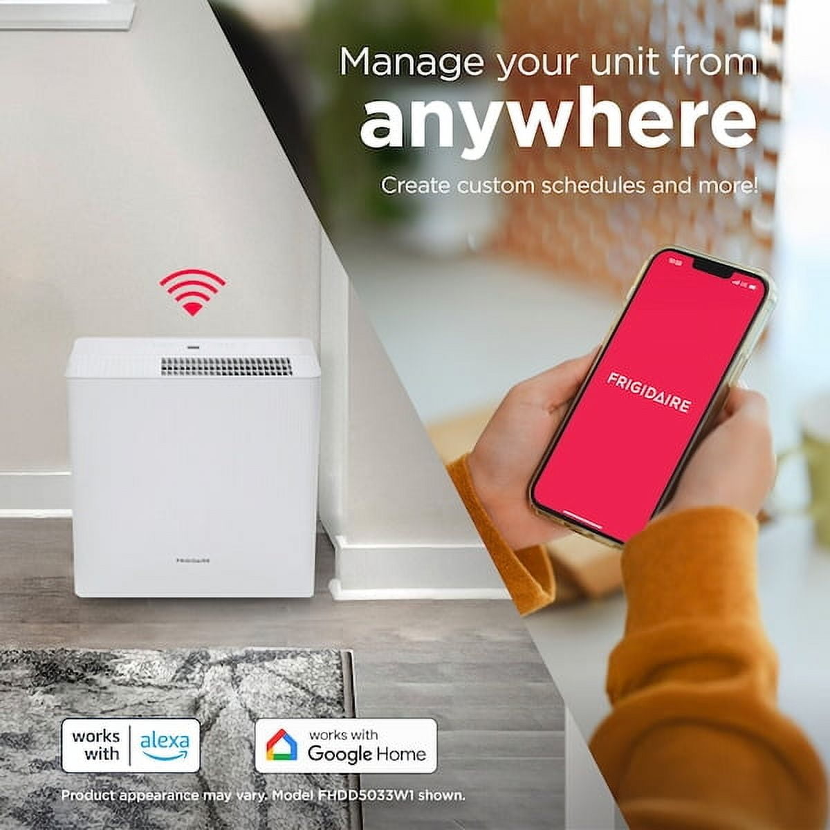 Frigidaire 50 Pint Dehumidifier with Wi-Fi Smart Control (Energy Star, White, 4500 Sq Ft) t2ram