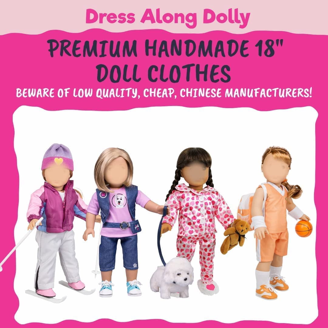 Dress Along Dolly Yoga Gymnastics Doll Outfit Set for 18 in Dolls (Black, 5 Piece Set) bp1tf