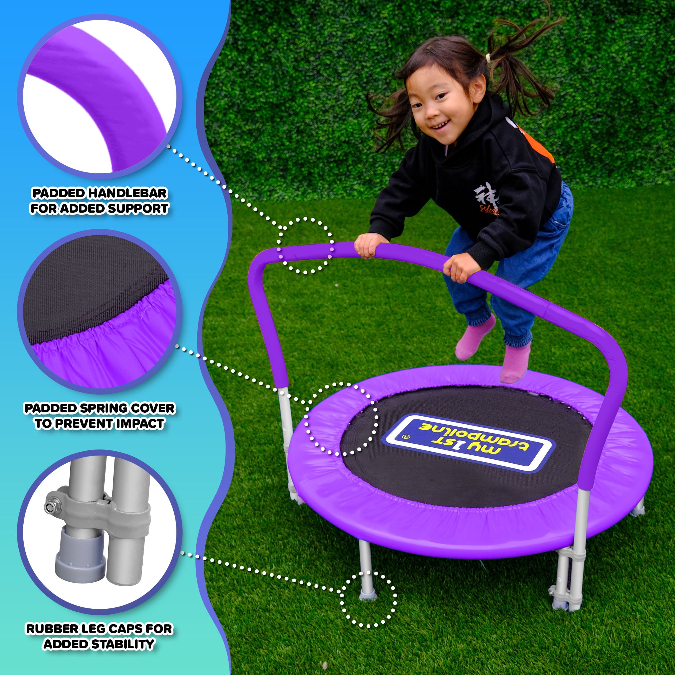 Bounce Pro My 1st Trampoline Indoor Outdoor Mini Rebounder with Padded Cover (Purple, 36 in) hkup4