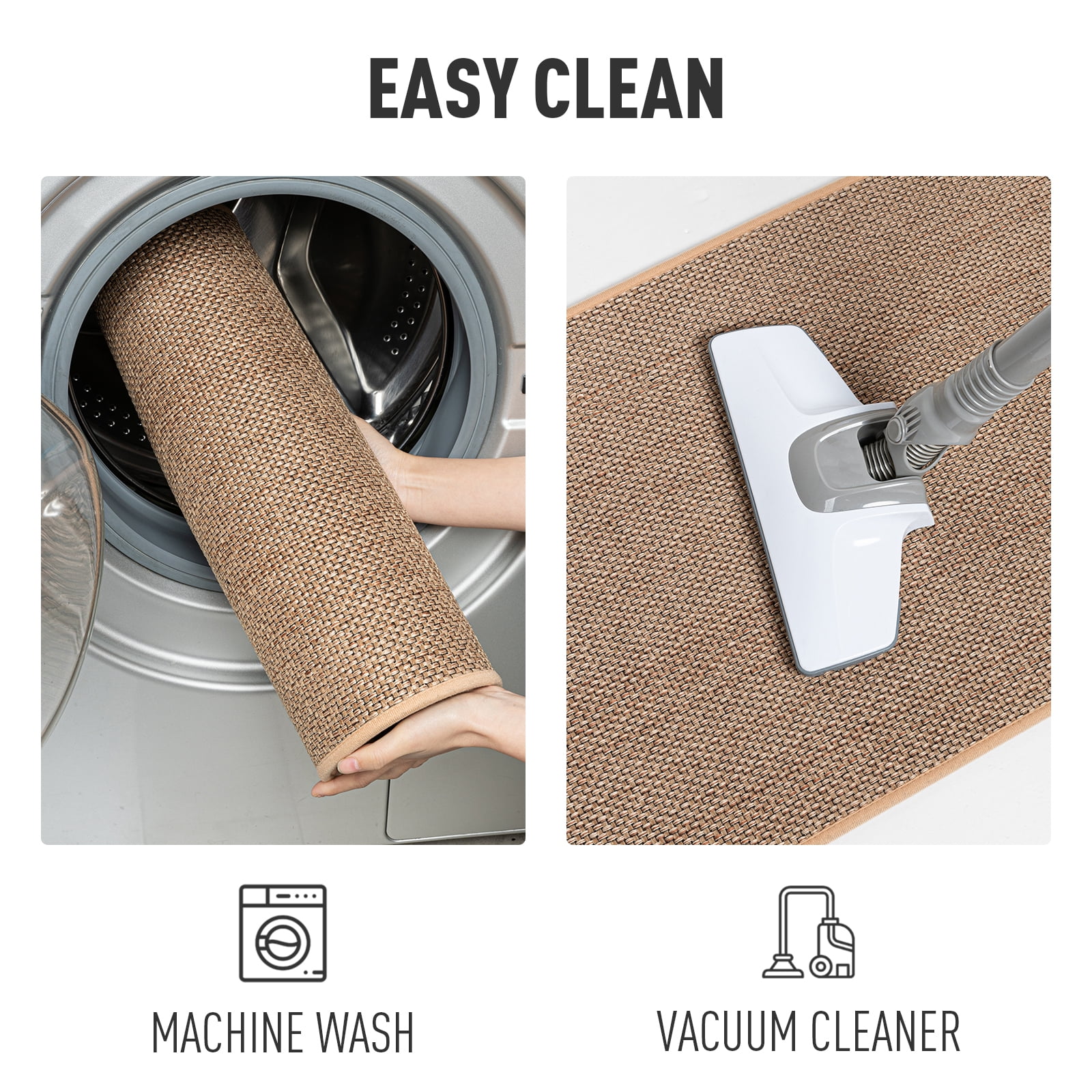 VUNATE Non-Slip Kitchen Floor Mat, Absorbent Washable Runner Rug for Sink Area (Beige, 20 in x 32 in) o00sp