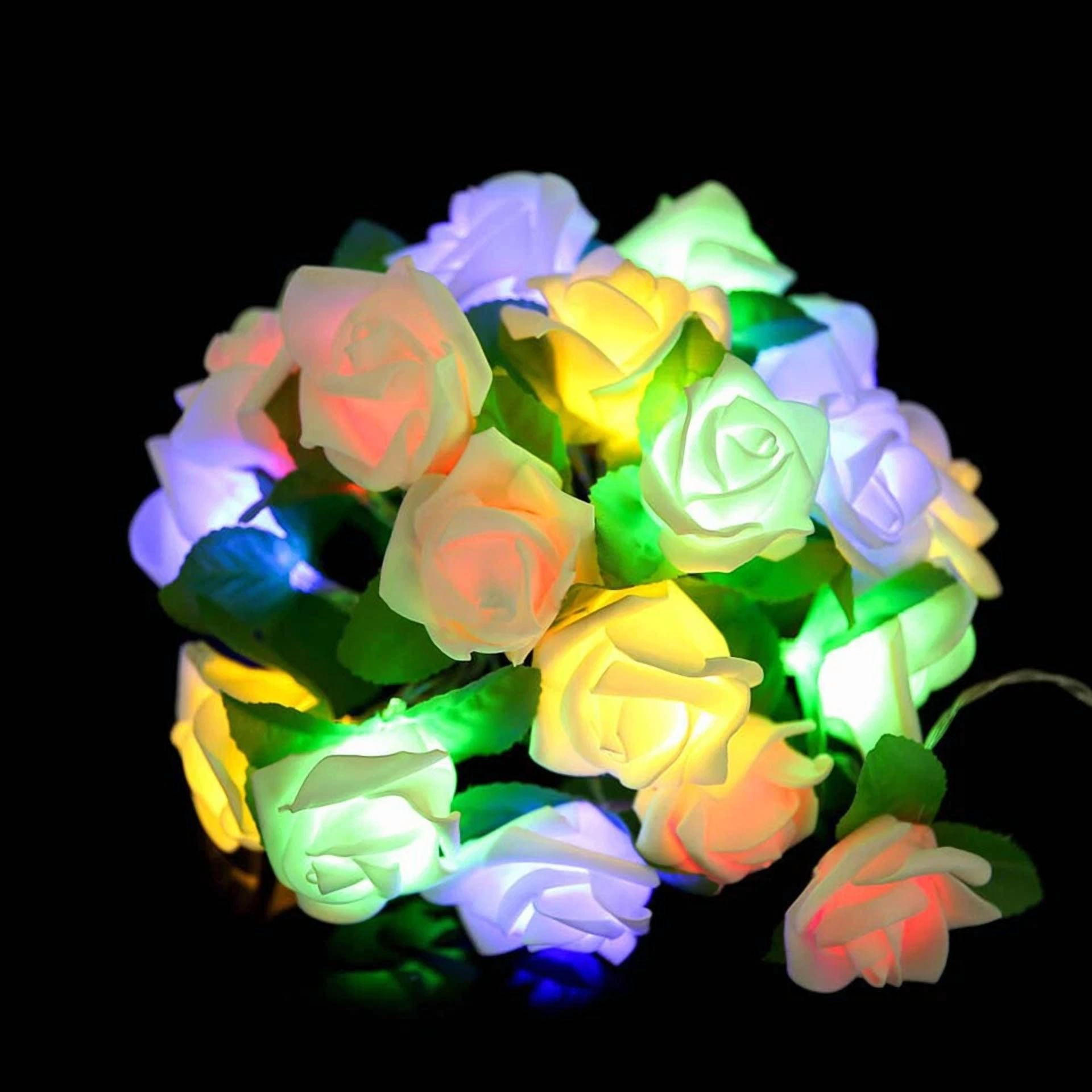 PURELY 20 LED Rose Flower String Lights Decorative Fairy Lighting for Wedding Party and Garden (Warm White, 7 ft) dlo4g