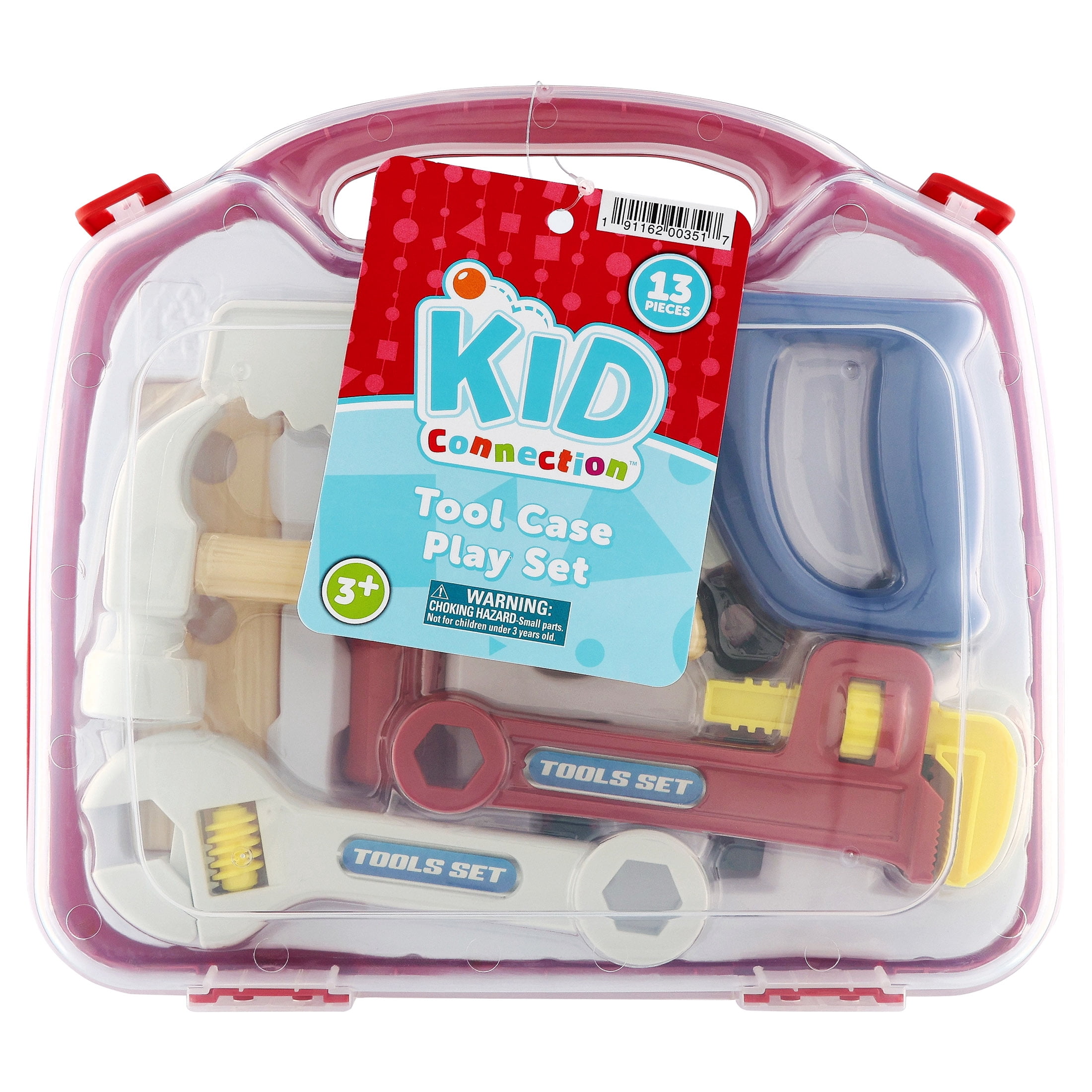 Kid Connection Toy Tool Set with Carrying Case (9 Piece Construction Pretend Play Kit) s2brf