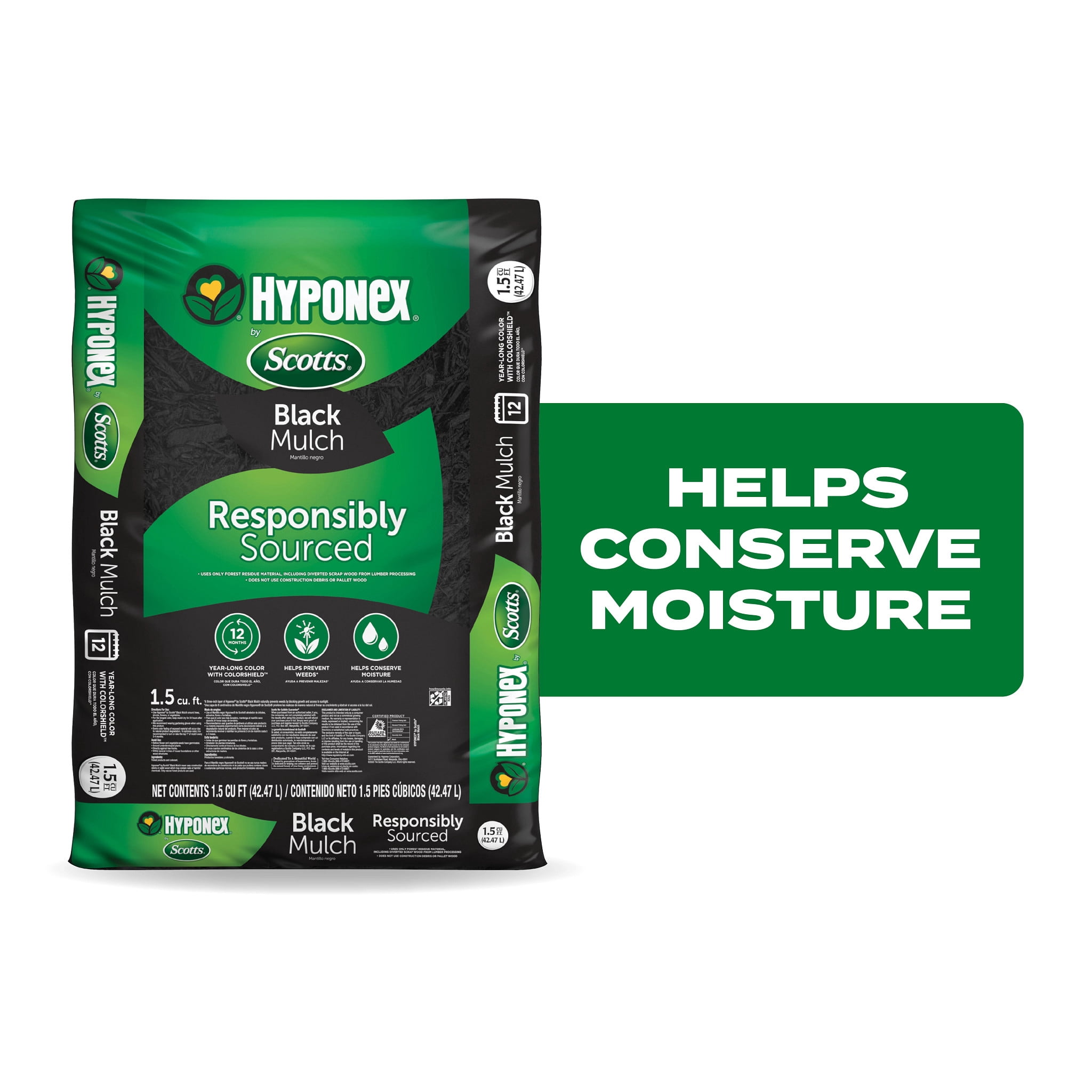 Scotts Hyponex Black Mulch for Landscapes and Gardens (Black, 1.5 cu. ft.) i8gu0