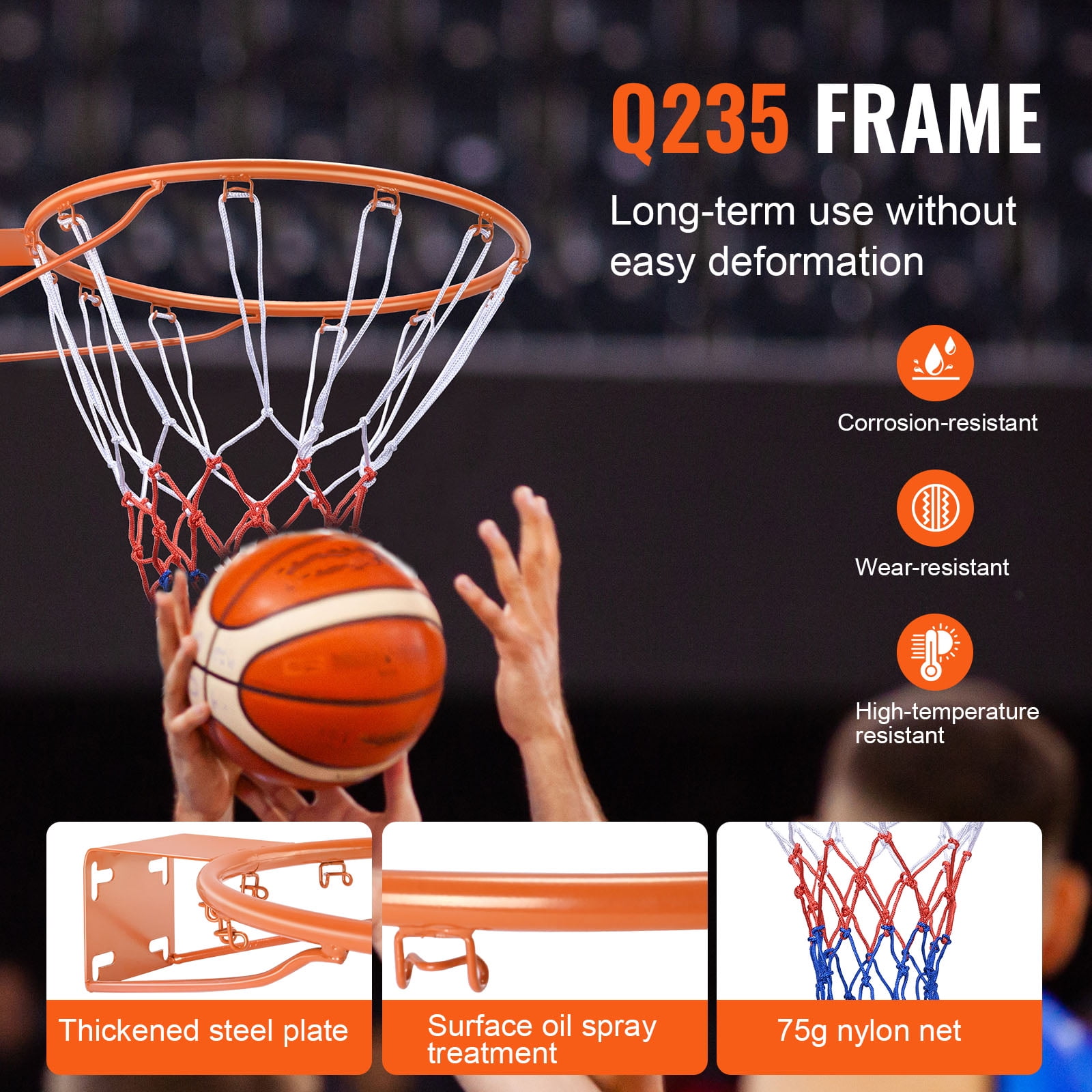 KFFKFF Basketball Rim Replacement (Orange, 18 in) ghe7m