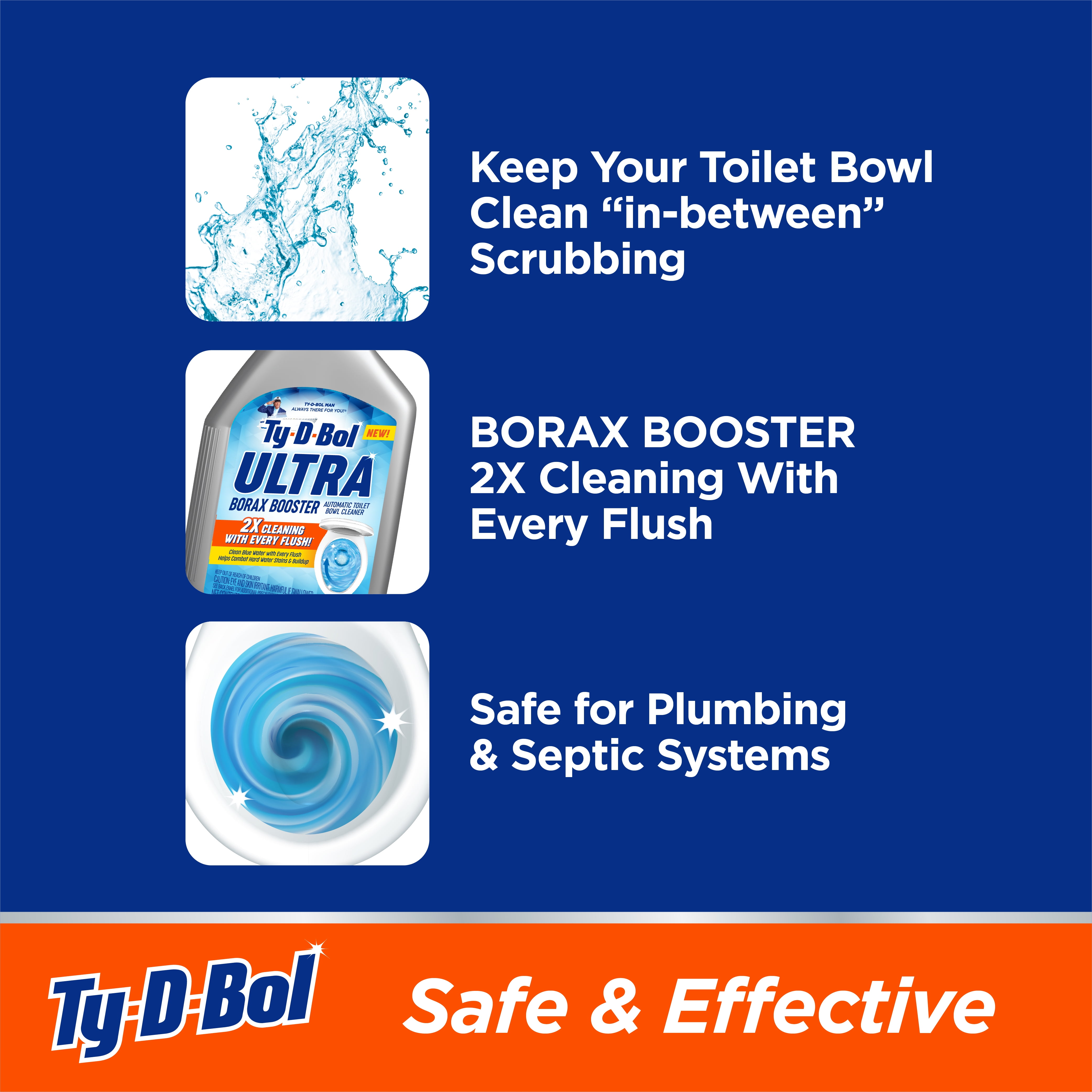 Ty-D-Bol Ultra Borax Booster Toilet Tank and Bowl Cleaner (Blue, 12 fl oz) 7gtin